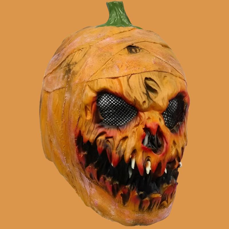 Spooky Pumpkin Monster Mask - Byrd Of The 7Seas Gods Apparel Creepy Full Face Headgear for Adults, Perfect for Halloween Costume & Party Cosplay