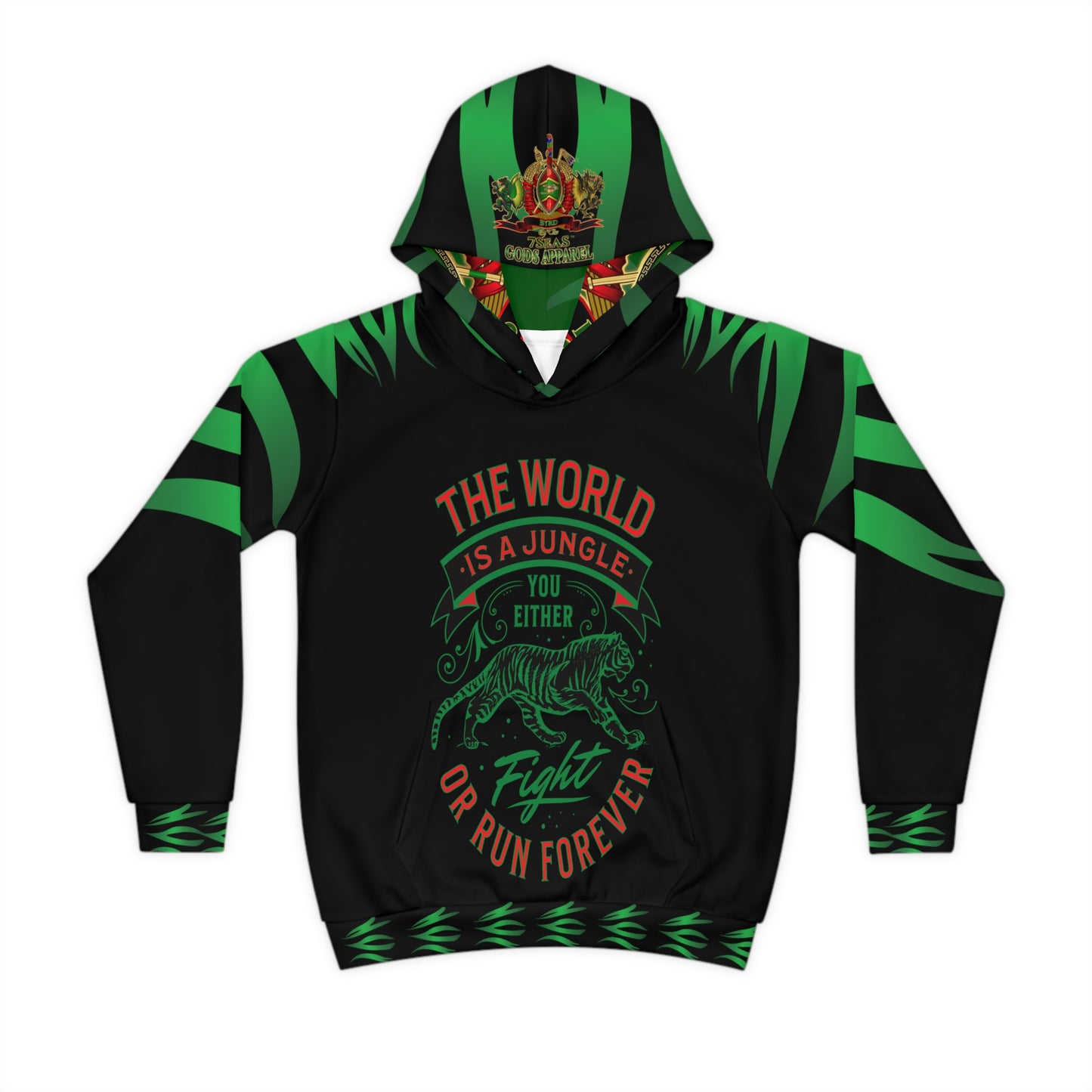 World Is A Jungle - BYRD OF THE 7SEAS GODS APPAREL - TIGER EDITION - ENBYRD - BLACK - Gods/Boys Children's Hoodie