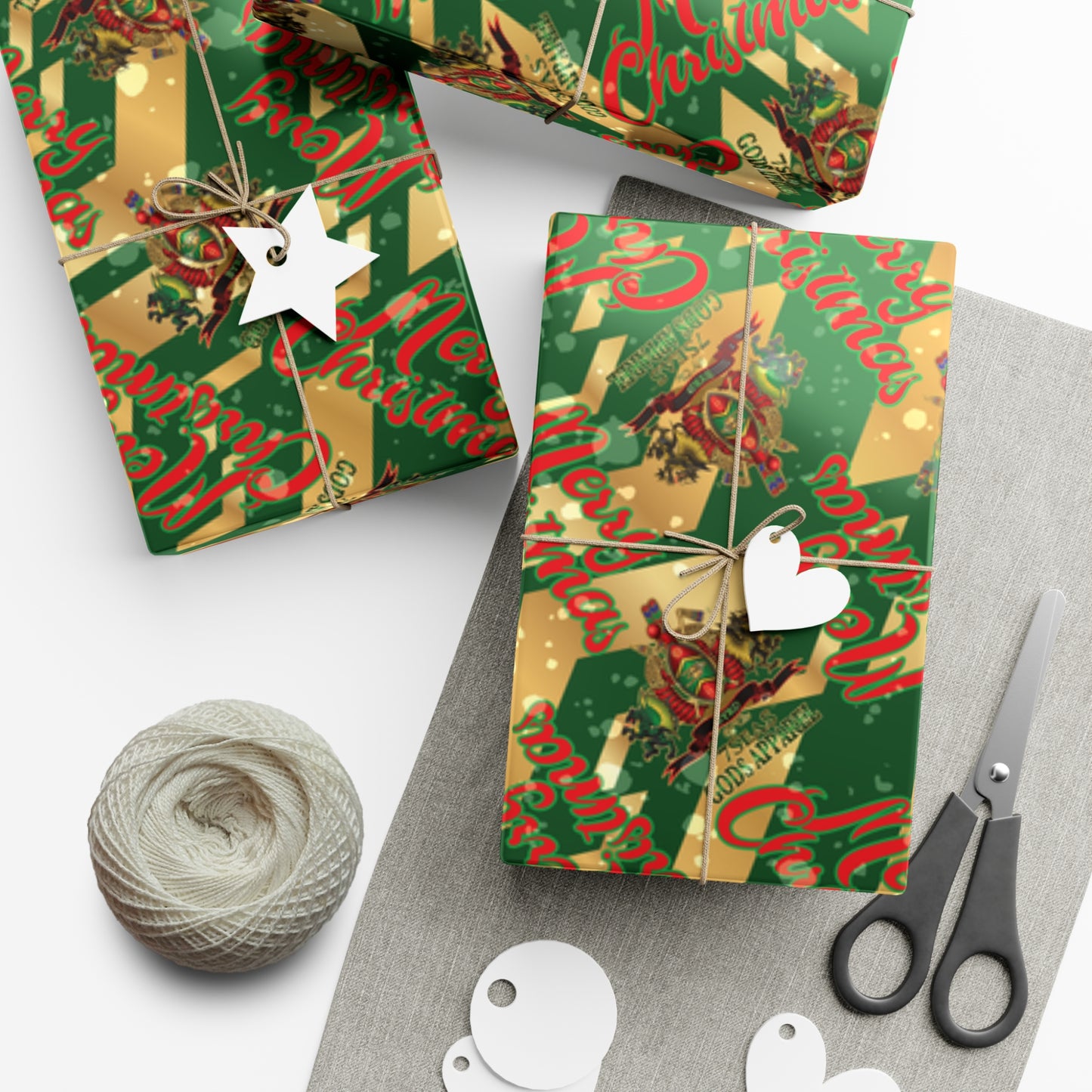 BYRD OF THE 7SEAS GODS APPAREL Gift Wrap Papers - GREEN - Christmas Wrap Papers