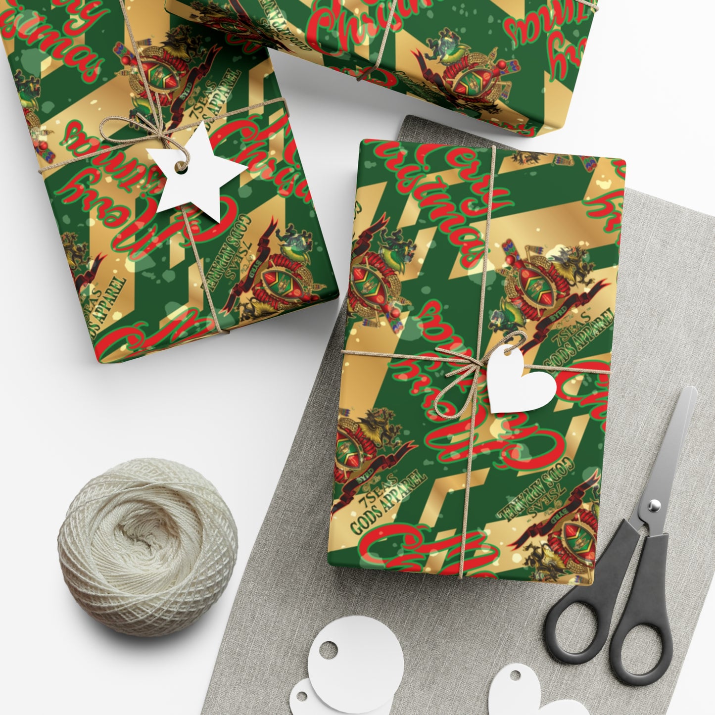 BYRD OF THE 7SEAS GODS APPAREL Gift Wrap Papers - GREEN - Christmas Wrap Papers