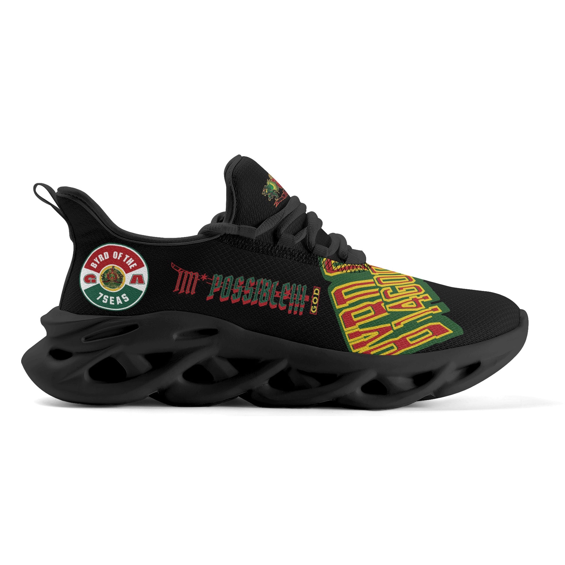 Byrd Of The 7Seas Gods Apparel - Im*Possible 7’s - Mens Black Sneakers