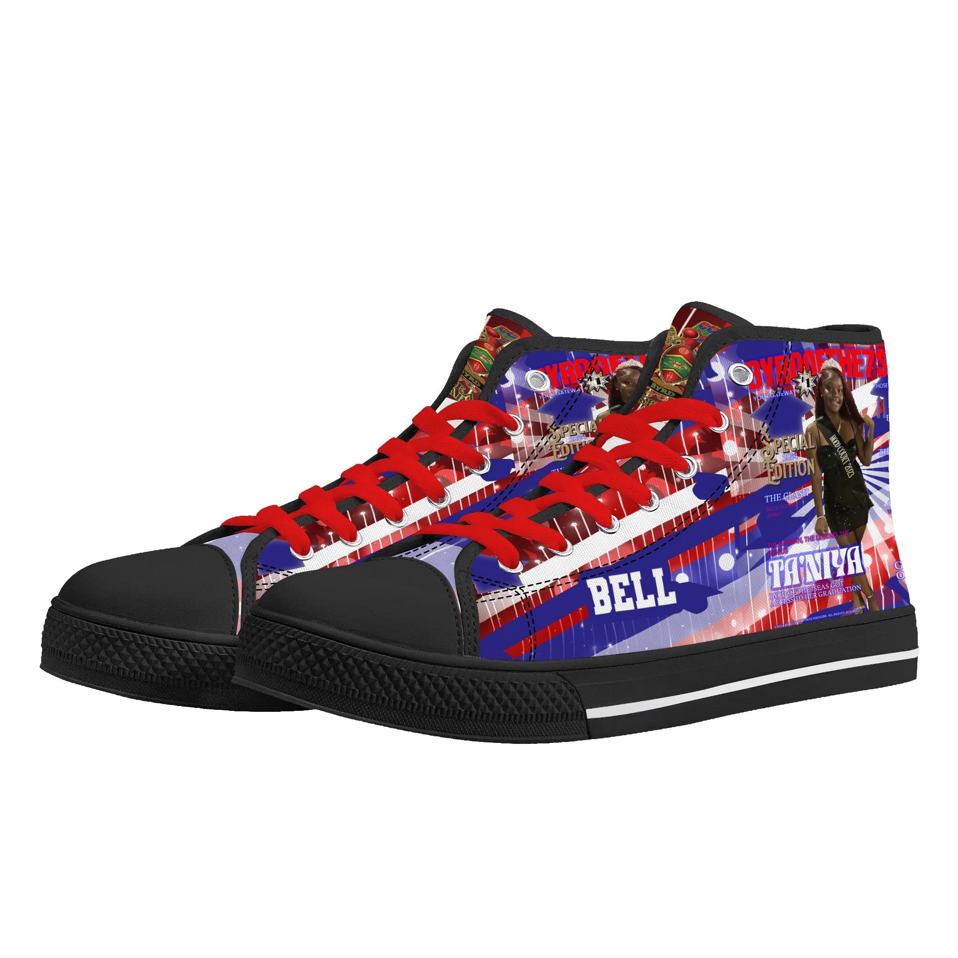 Bell Graduation - Byrd Of The 7Seas Gods Apparel - Mens High Top Canvas Shoes - Customized Tongue