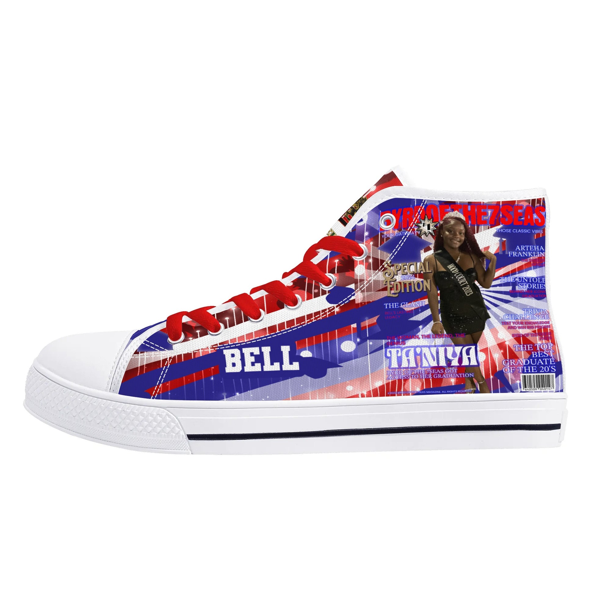 Bell Graduation - Byrd Of The 7Seas Gods Apparel - Mens High Top Canvas Shoes - Customized Tongue