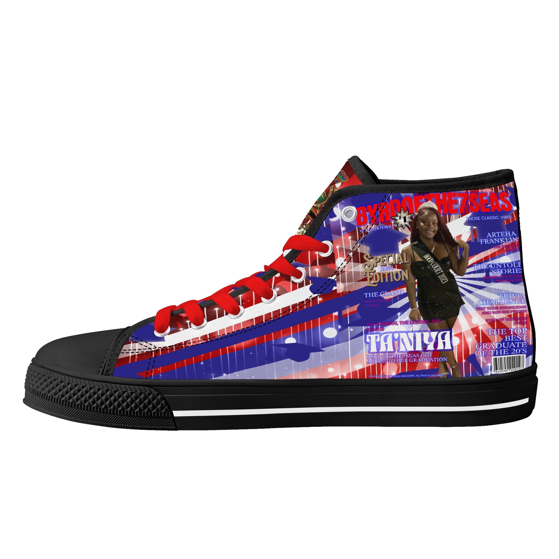 Bell Graduation - Byrd Of The 7Seas Gods Apparel - Mens High Top Canvas Shoes - Customized Tongue