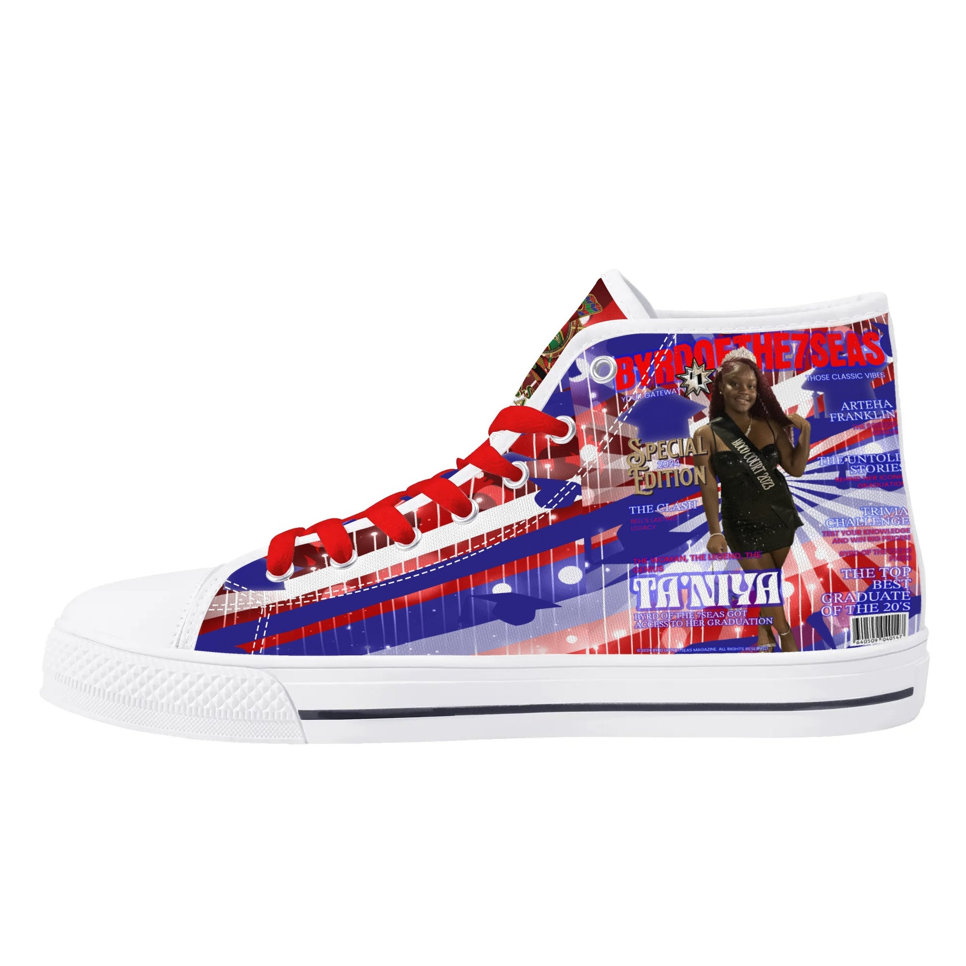 Bell Graduation - Byrd Of The 7Seas Gods Apparel - Mens High Top Canvas Shoes - Customized Tongue