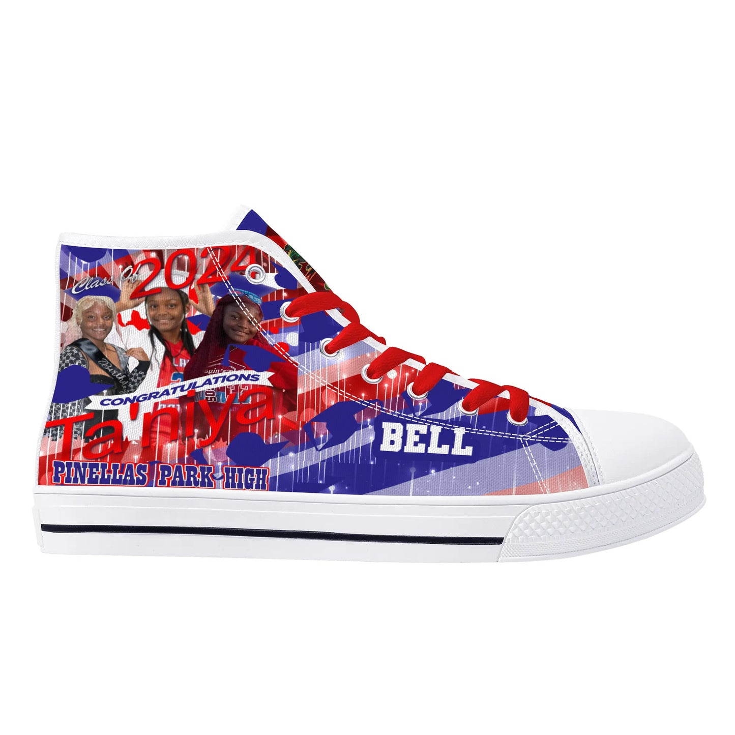 Bell Graduation - Byrd Of The 7Seas Gods Apparel - Mens High Top Canvas Shoes - Customized Tongue