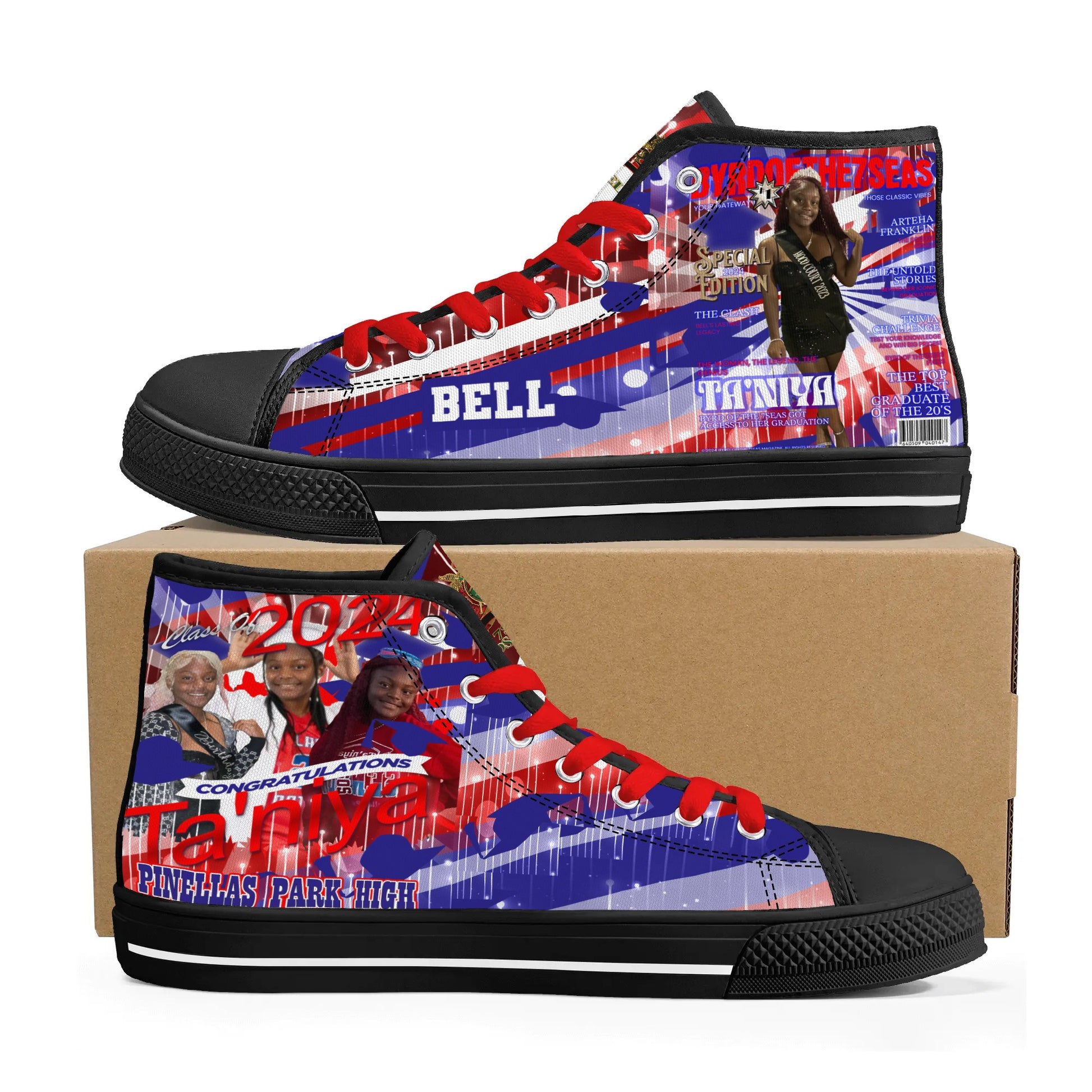 Bell Graduation - Byrd Of The 7Seas Gods Apparel - Mens High Top Canvas Shoes - Customized Tongue