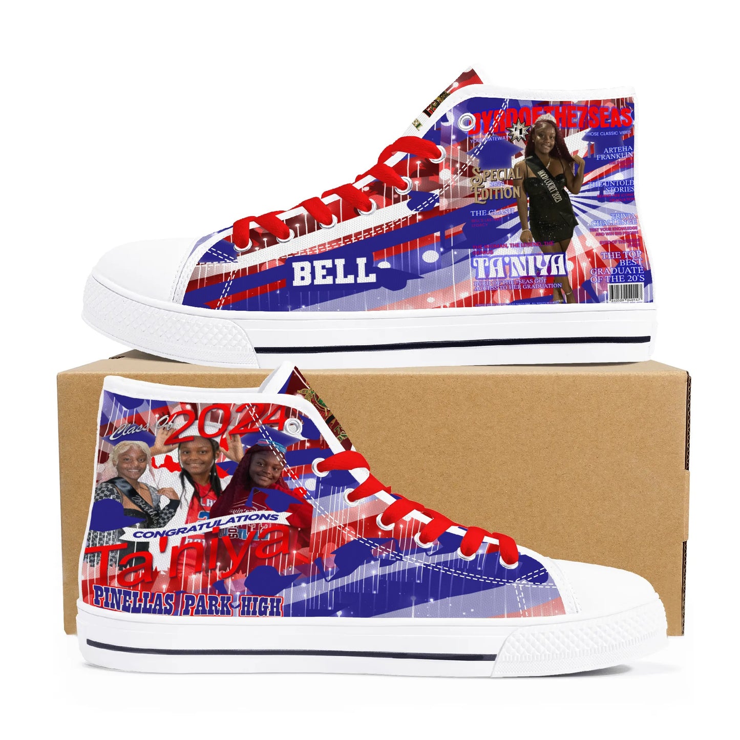 Bell Graduation - Byrd Of The 7Seas Gods Apparel - Mens High Top Canvas Shoes - Customized Tongue