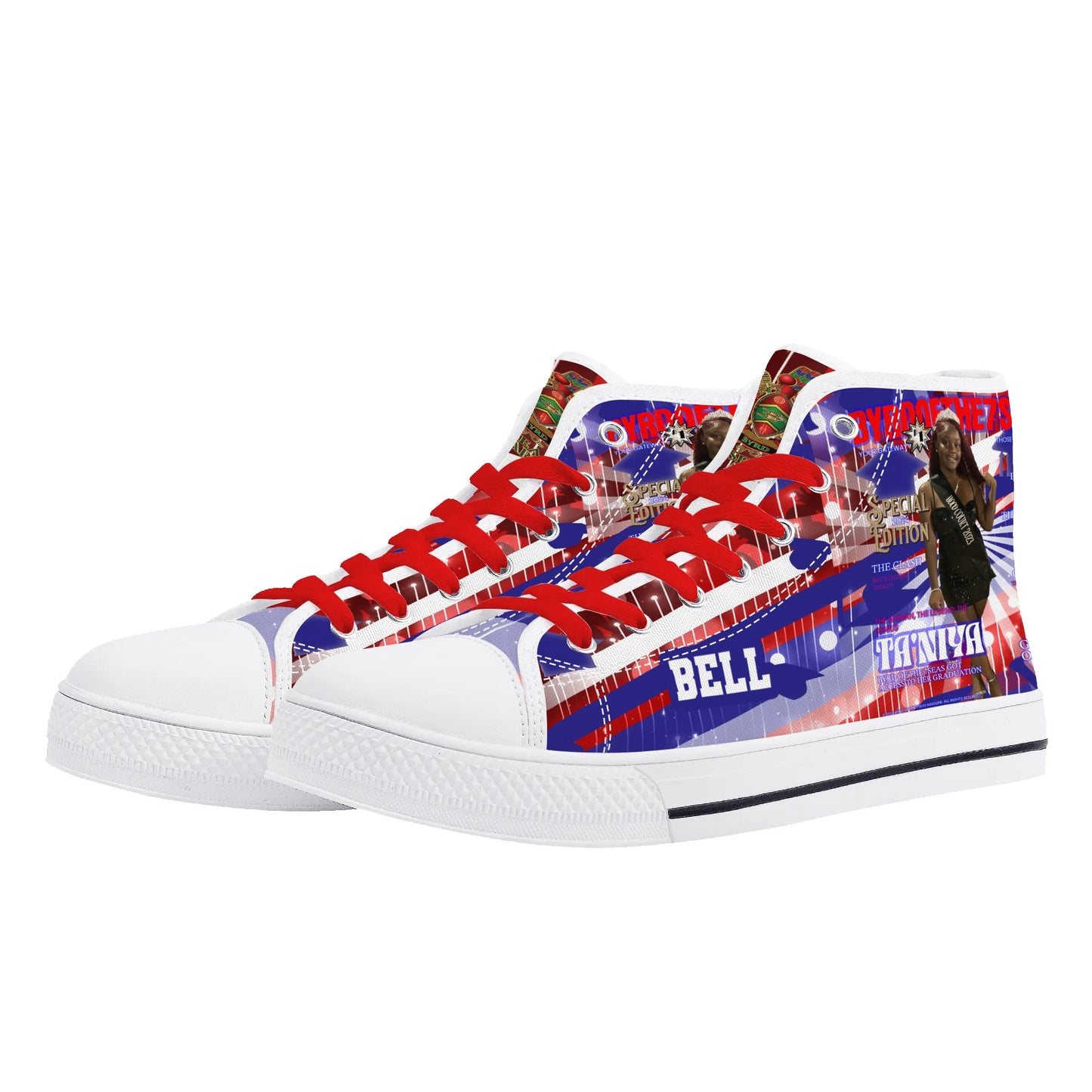 Bell Graduation - Byrd Of The 7Seas Gods Apparel - Mens High Top Canvas Shoes - Customized Tongue