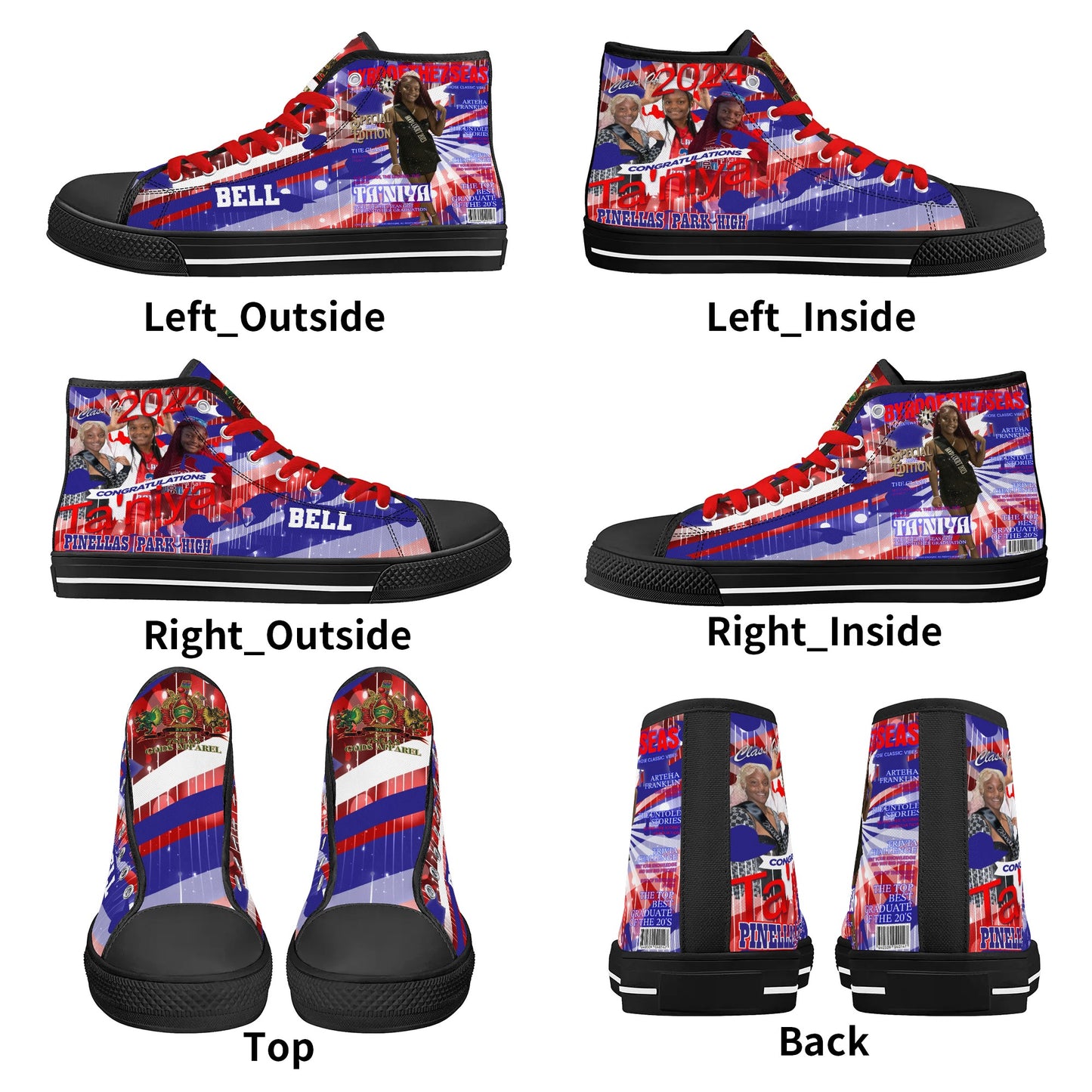 Bell Graduation - Byrd Of The 7Seas Gods Apparel - Mens High Top Canvas Shoes - Customized Tongue