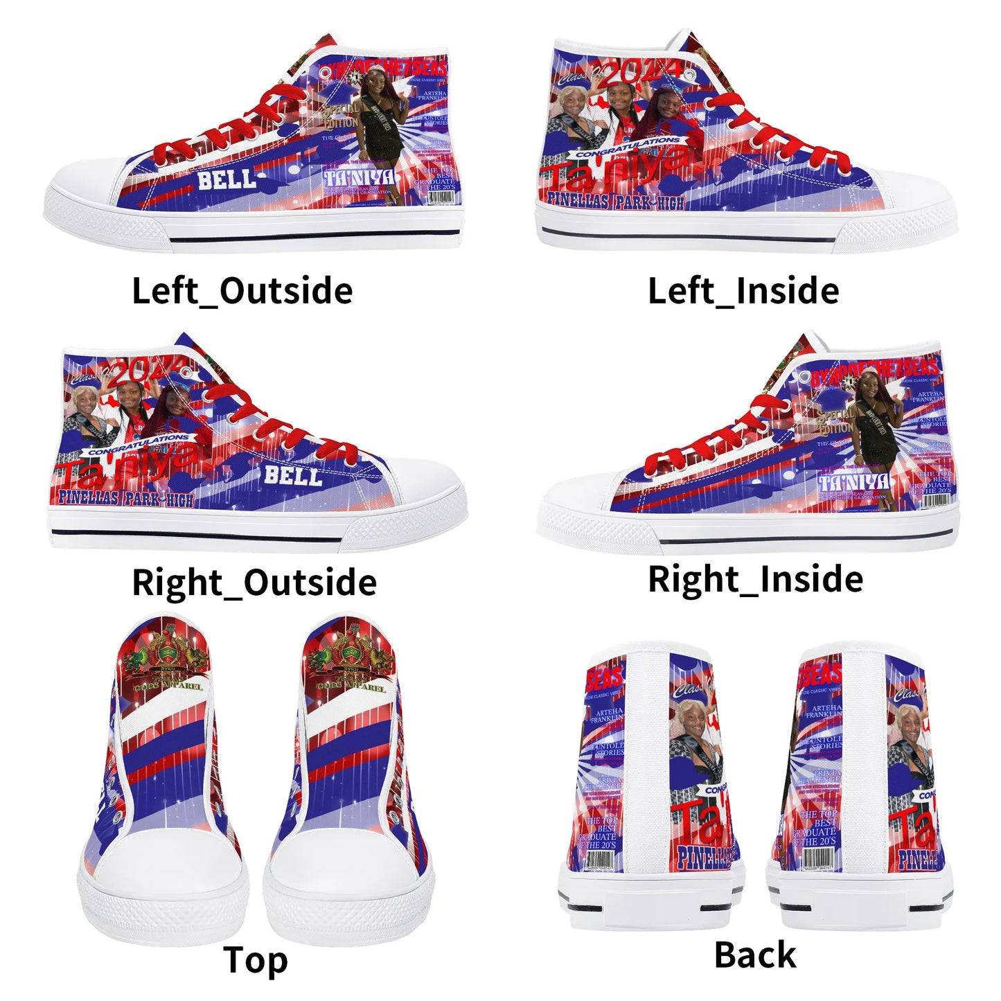 Bell Graduation - Byrd Of The 7Seas Gods Apparel - Mens High Top Canvas Shoes - Customized Tongue