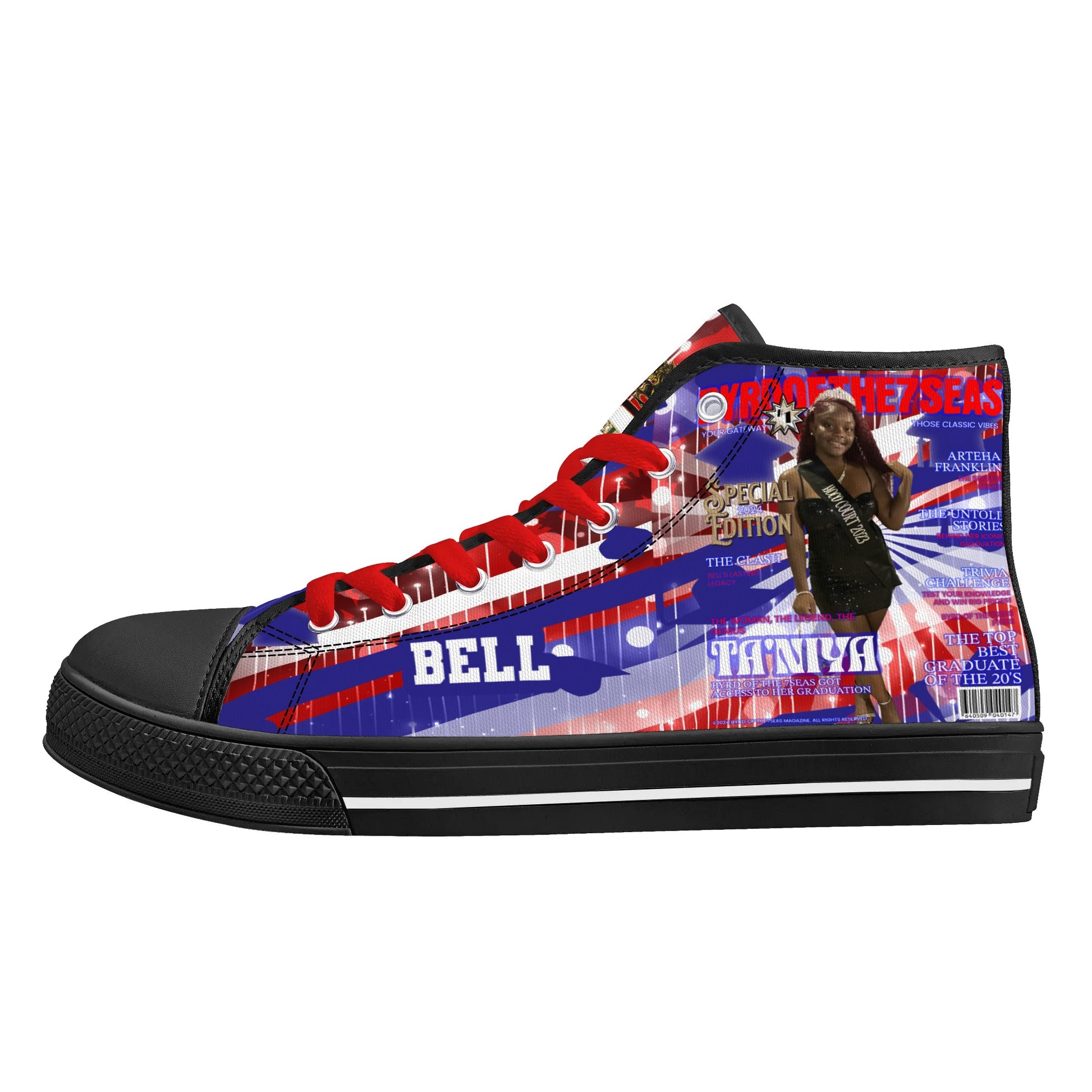 Bell Graduation - Byrd Of The 7Seas Gods Apparel - Mens High Top Canvas Shoes - Customized Tongue