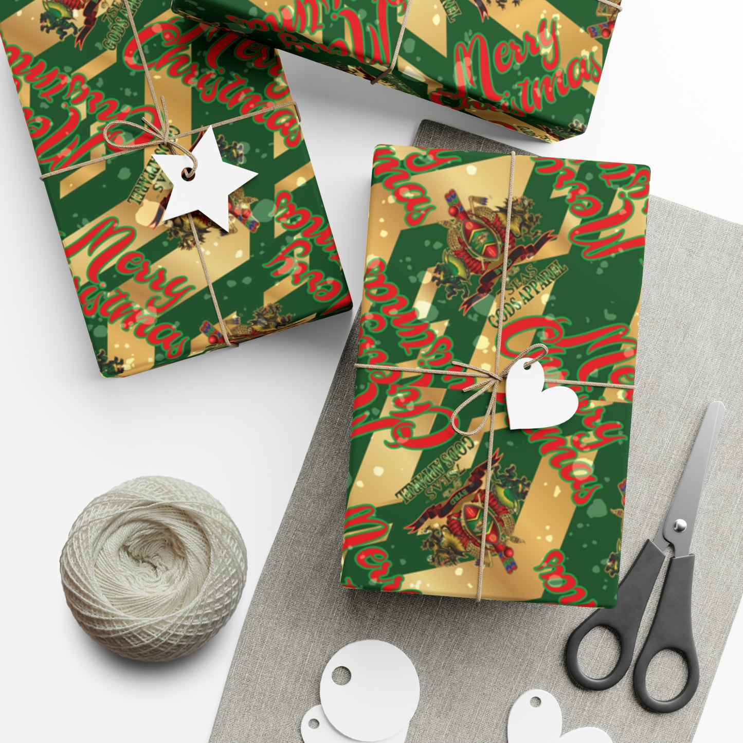 BYRD OF THE 7SEAS GODS APPAREL Gift Wrap Papers - GREEN - Christmas Wrap Papers