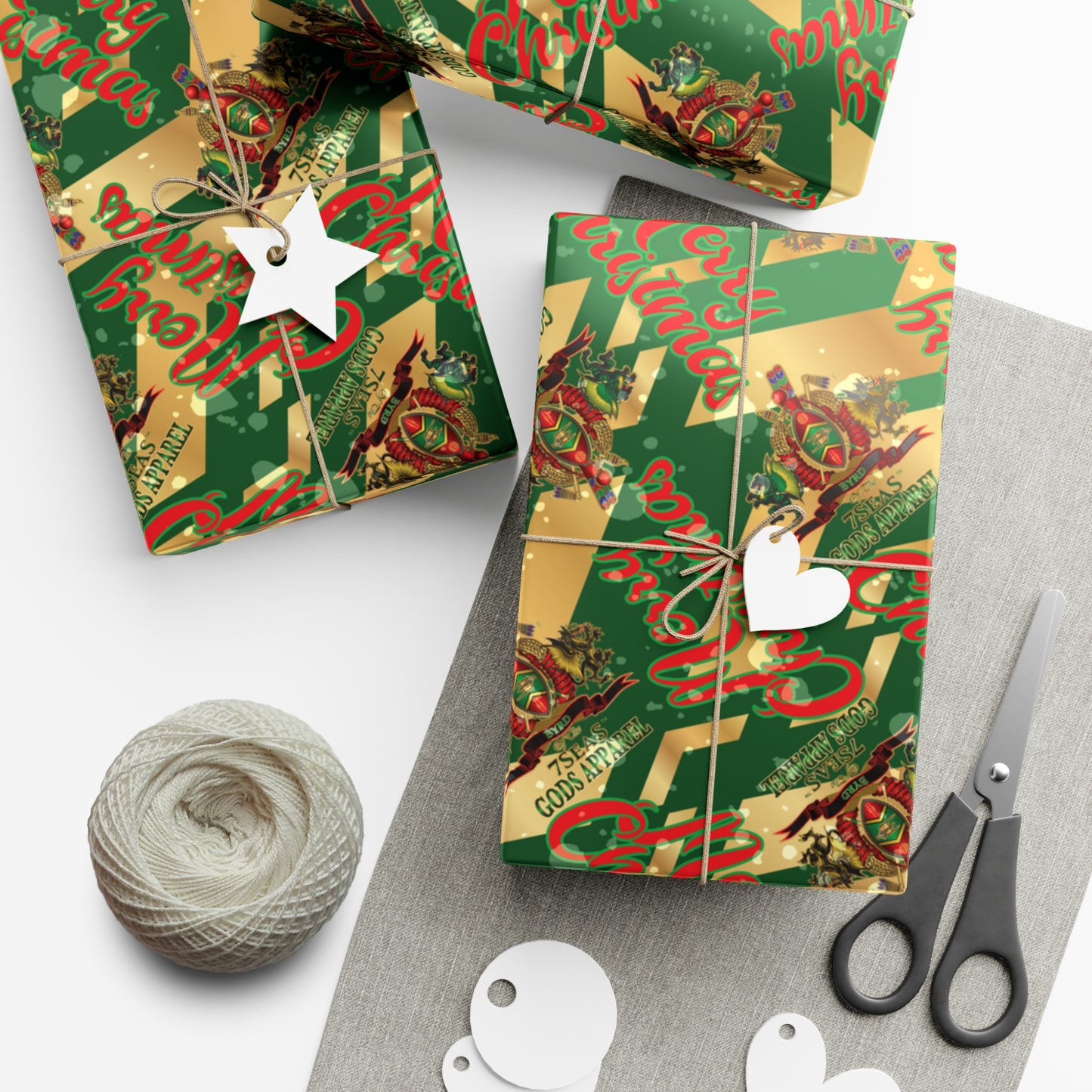 BYRD OF THE 7SEAS GODS APPAREL Gift Wrap Papers - GREEN - Christmas Wrap Papers