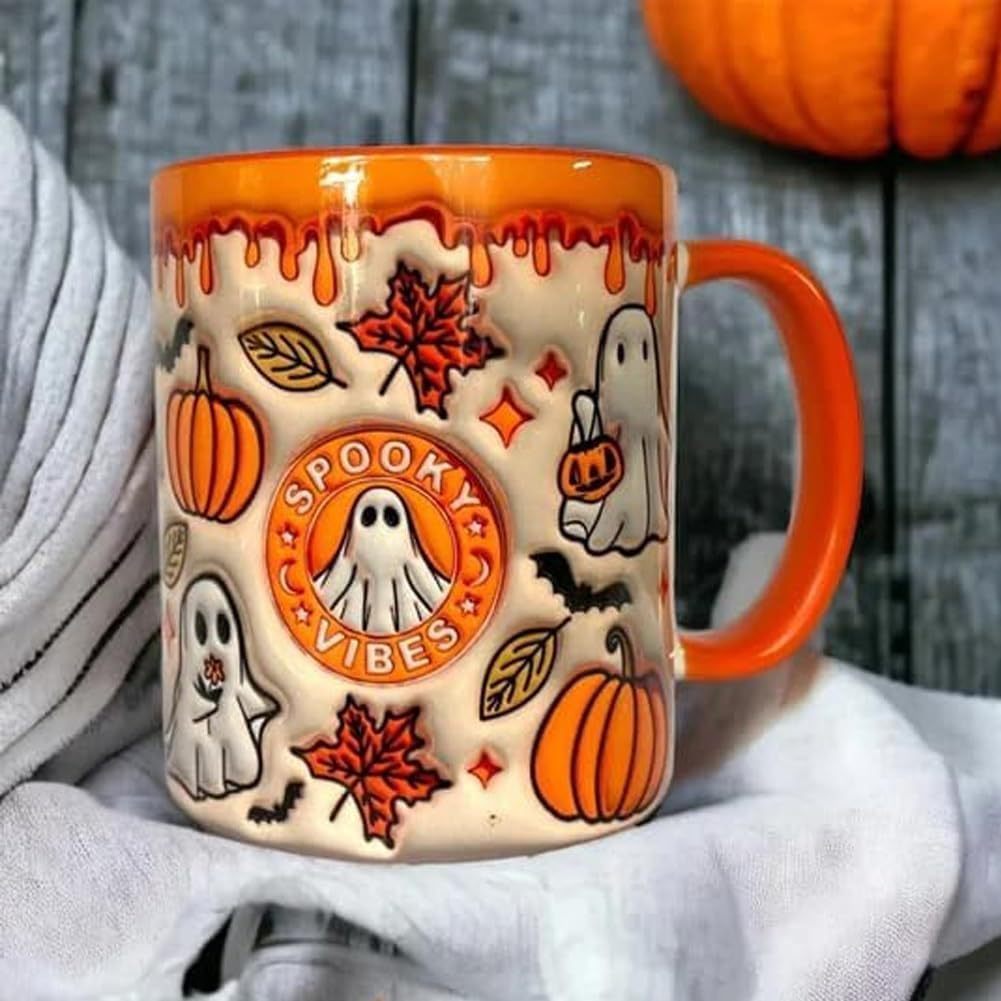 Halloween Pumpkin Ceramic Coffee Mug from Byrd Of The 7Seas Gods Apparel.