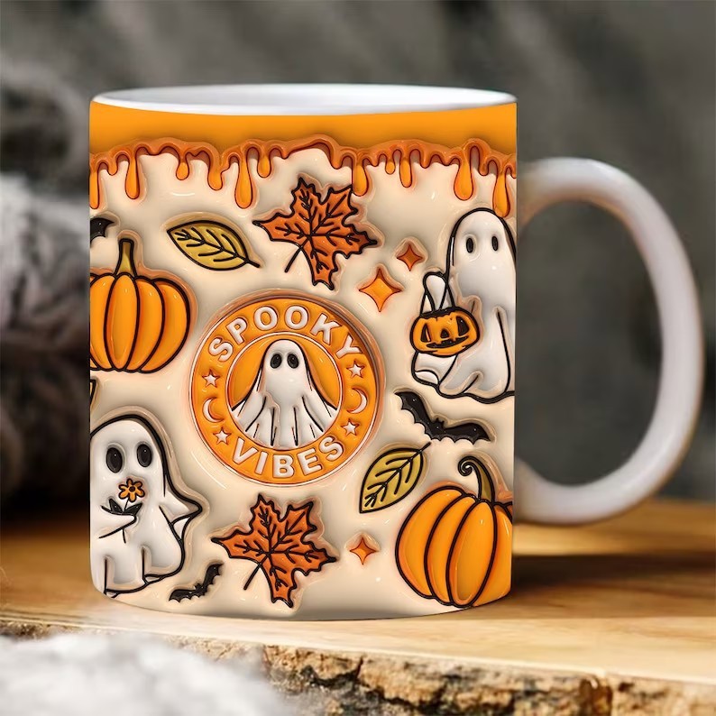 Halloween Pumpkin Ceramic Coffee Mug from Byrd Of The 7Seas Gods Apparel.