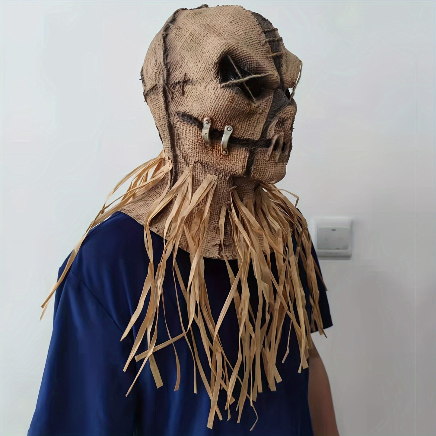 Spooky Straw Scarecrow Latex Mask - Byrd Of The 7Seas Gods Apparel Realistic Horror Headgear with Straw Details and Durable Rubber Material for Adults 14+ - Perfect for Halloween Parties, Stage Performances, and Pranks
