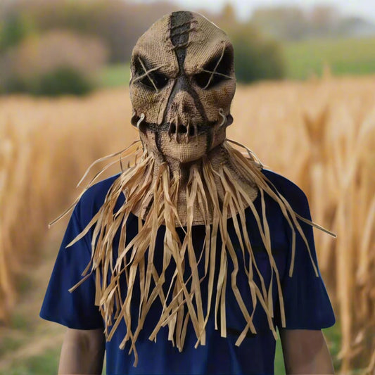 Spooky Straw Scarecrow Latex Mask - Byrd Of The 7Seas Gods Apparel Realistic Horror Headgear with Straw Details and Durable Rubber Material for Adults 14+ - Perfect for Halloween Parties, Stage Performances, and Pranks