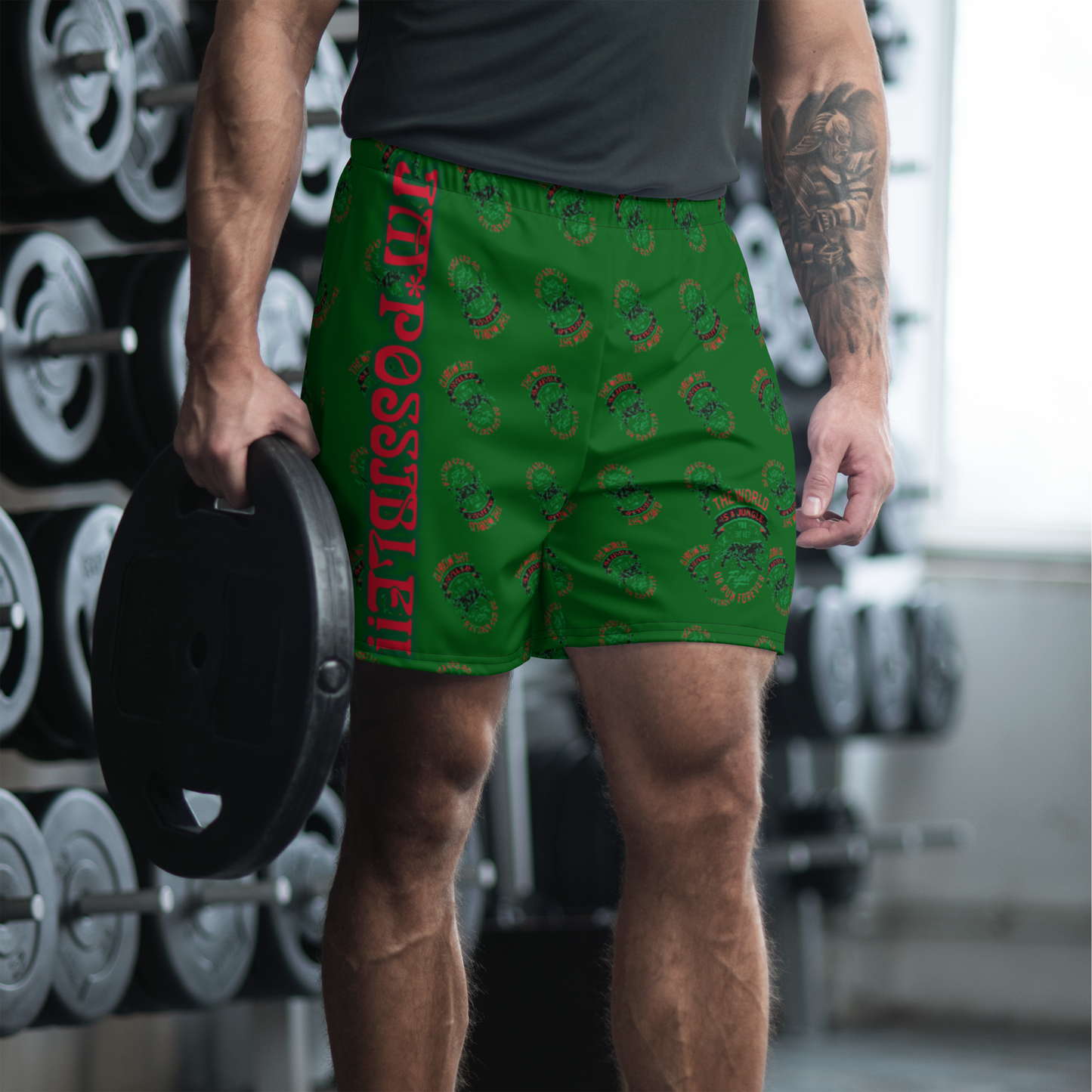 World Is A Jungle - BYRD OF THE 7SEAS GODS APPAREL - TIGER EDITION - ENBYRD - GREEN - Gods/Mens Athletic Long Shorts