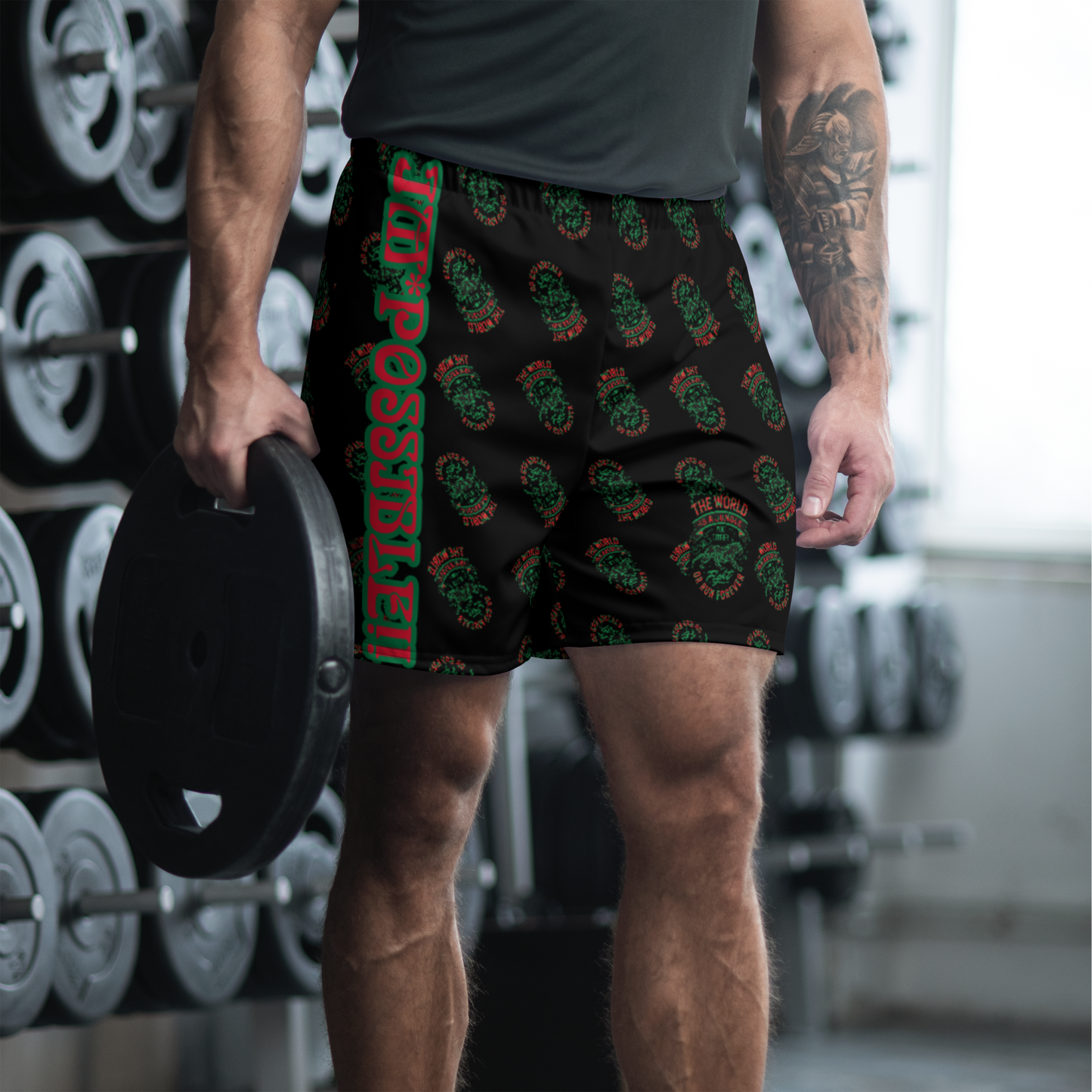 World Is A Jungle - BYRD OF THE 7SEAS GODS APPAREL - TIGER EDITION - ENBYRD - BLACK - Gods/Mens Athletic Long Shorts