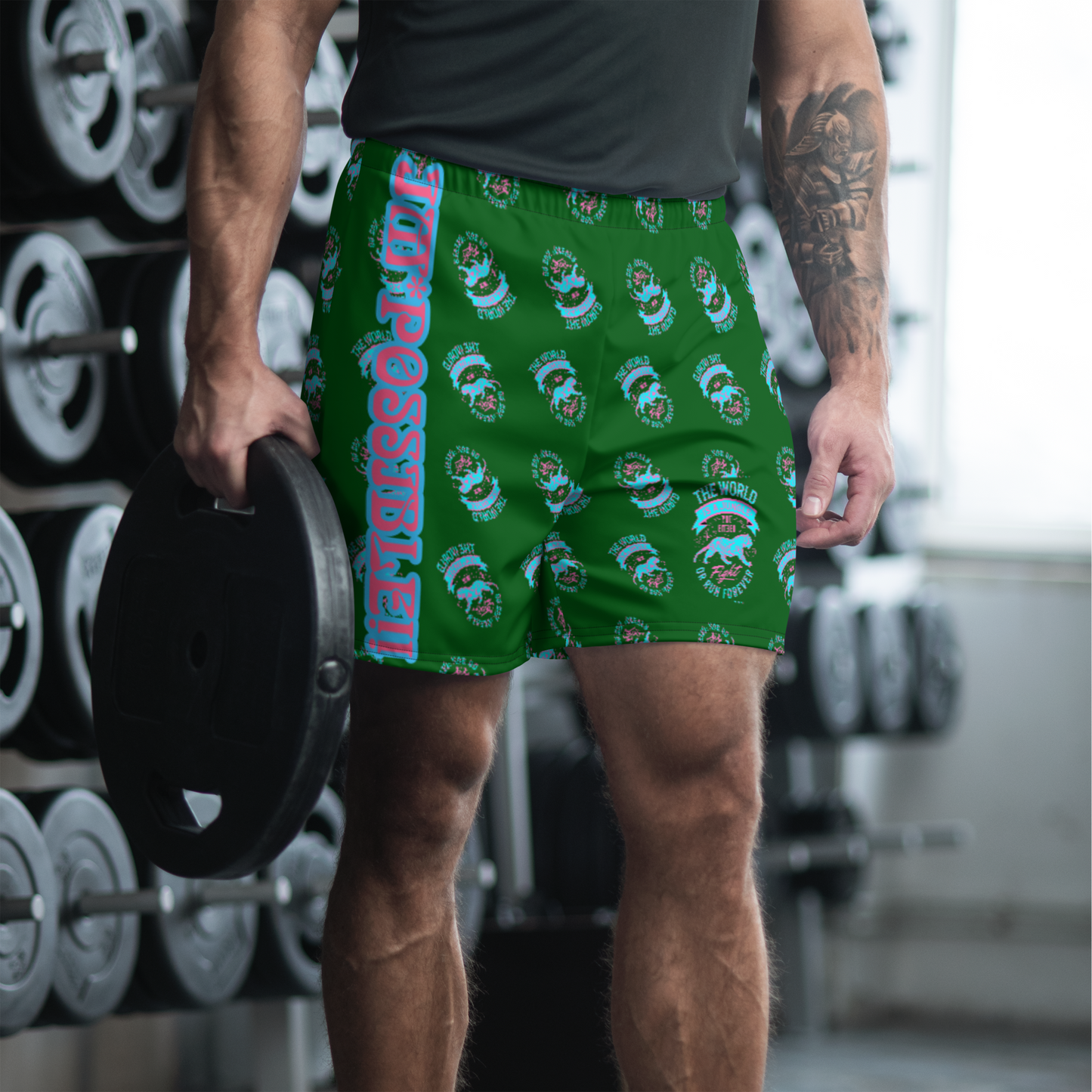 World Is A Jungle - BYRD OF THE 7SEAS GODS APPAREL - TIGER EDITION - YEMAYA - GREEN - Gods/Mens Athletic Long Shorts