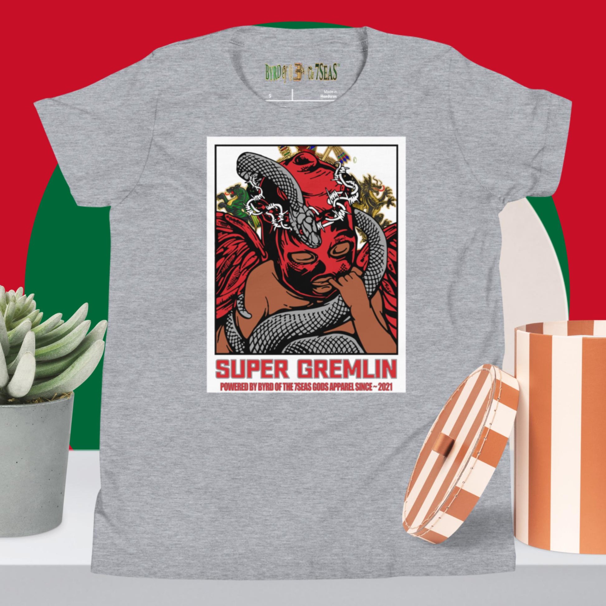 O.G. Super Gremlin - Byrd Of The 7Seas Gods Apparel - Red - Unisex Youth Short Sleeve T-Shirt