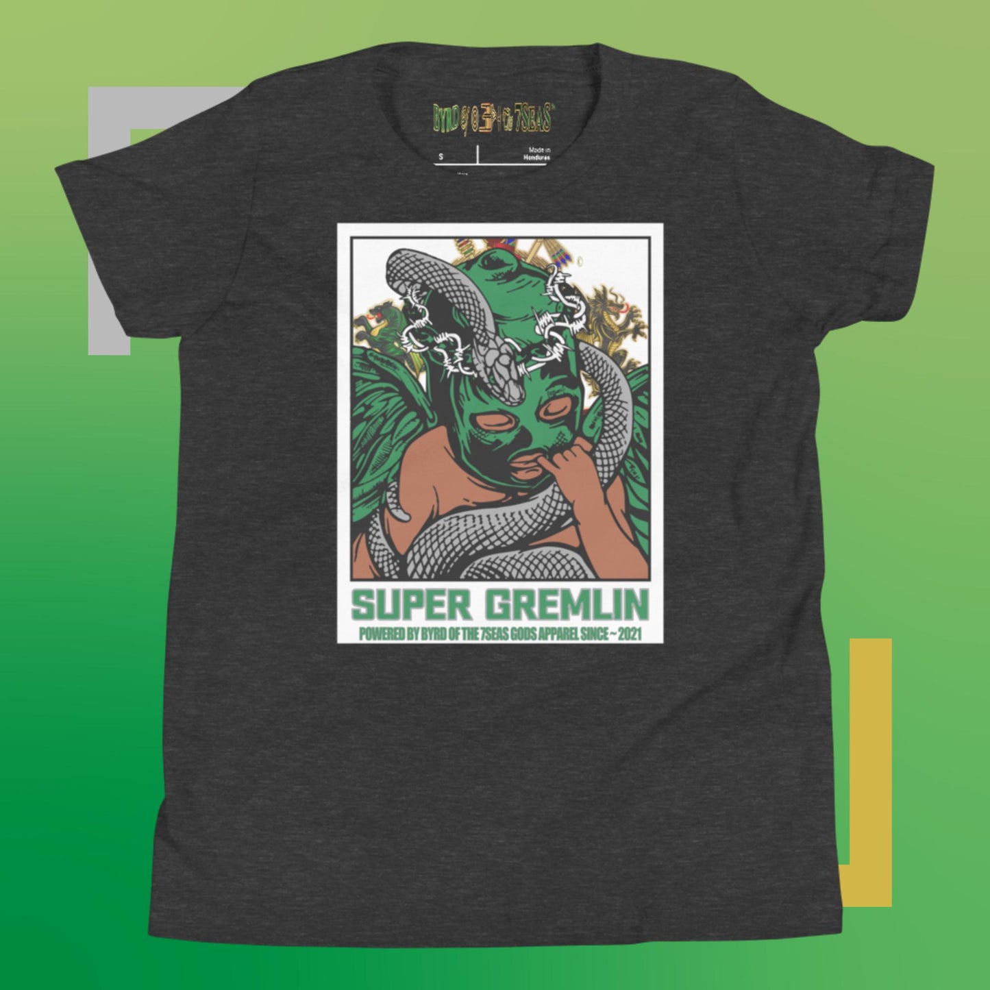 O.G. Super Gremlin - Byrd Of The 7Seas Gods Apparel - Green - Unisex Youth Short Sleeve T-Shir