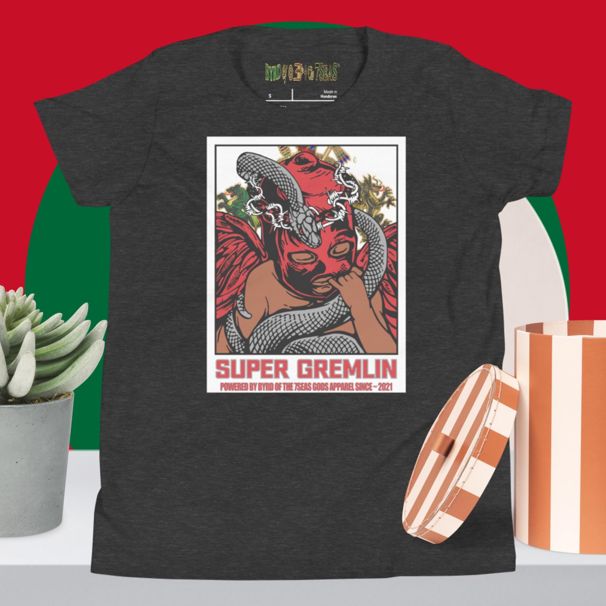 O.G. Super Gremlin - Byrd Of The 7Seas Gods Apparel - Red - Unisex Youth Short Sleeve T-Shirt