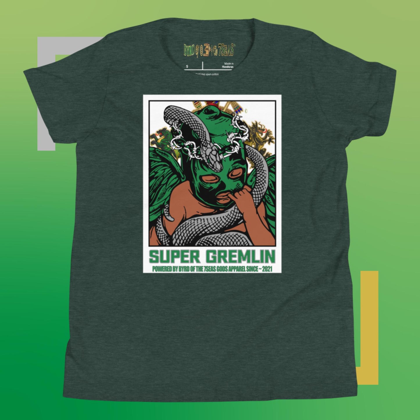 O.G. Super Gremlin - Byrd Of The 7Seas Gods Apparel - Green - Unisex Youth Short Sleeve T-Shir