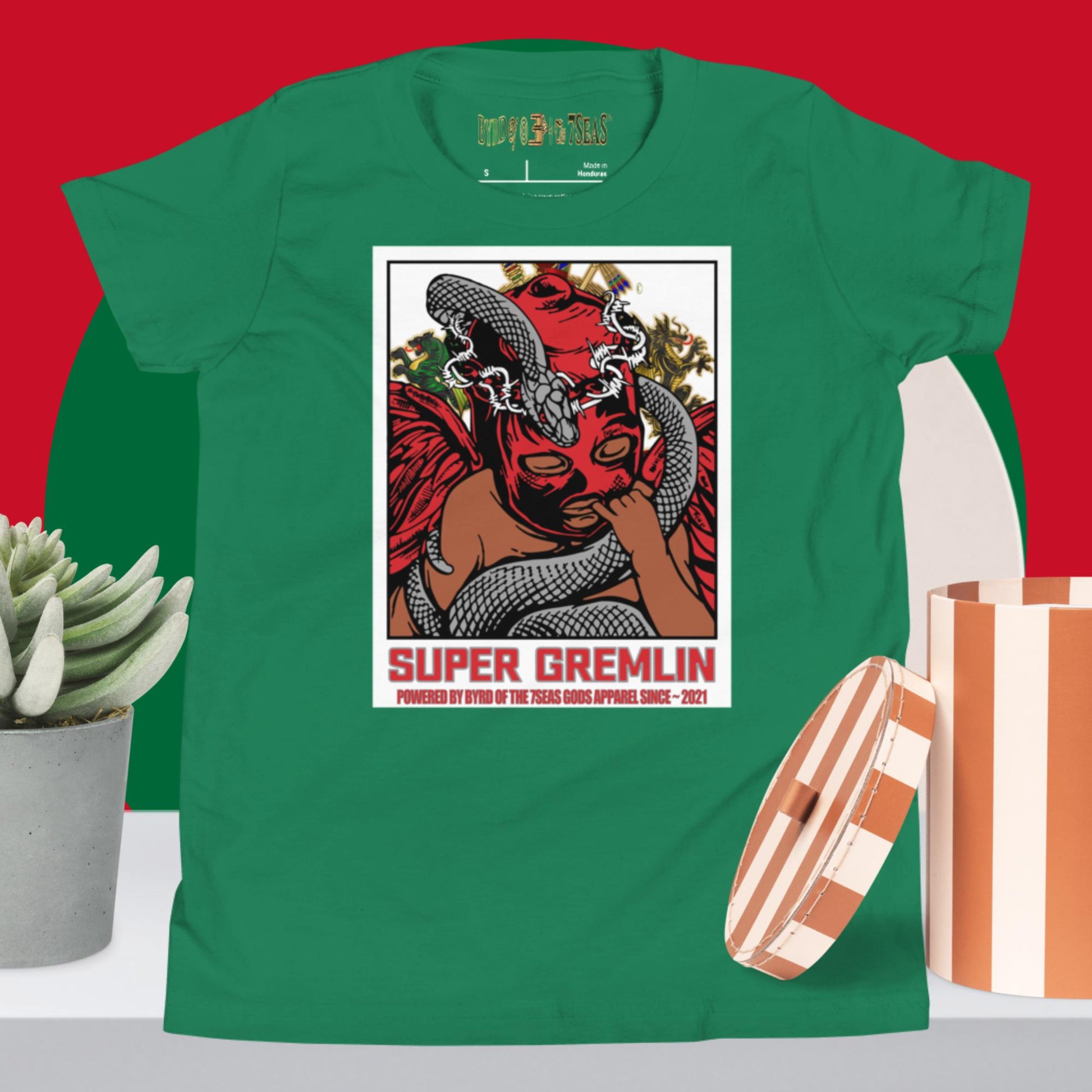 O.G. Super Gremlin - Byrd Of The 7Seas Gods Apparel - Red - Unisex Youth Short Sleeve T-Shirt