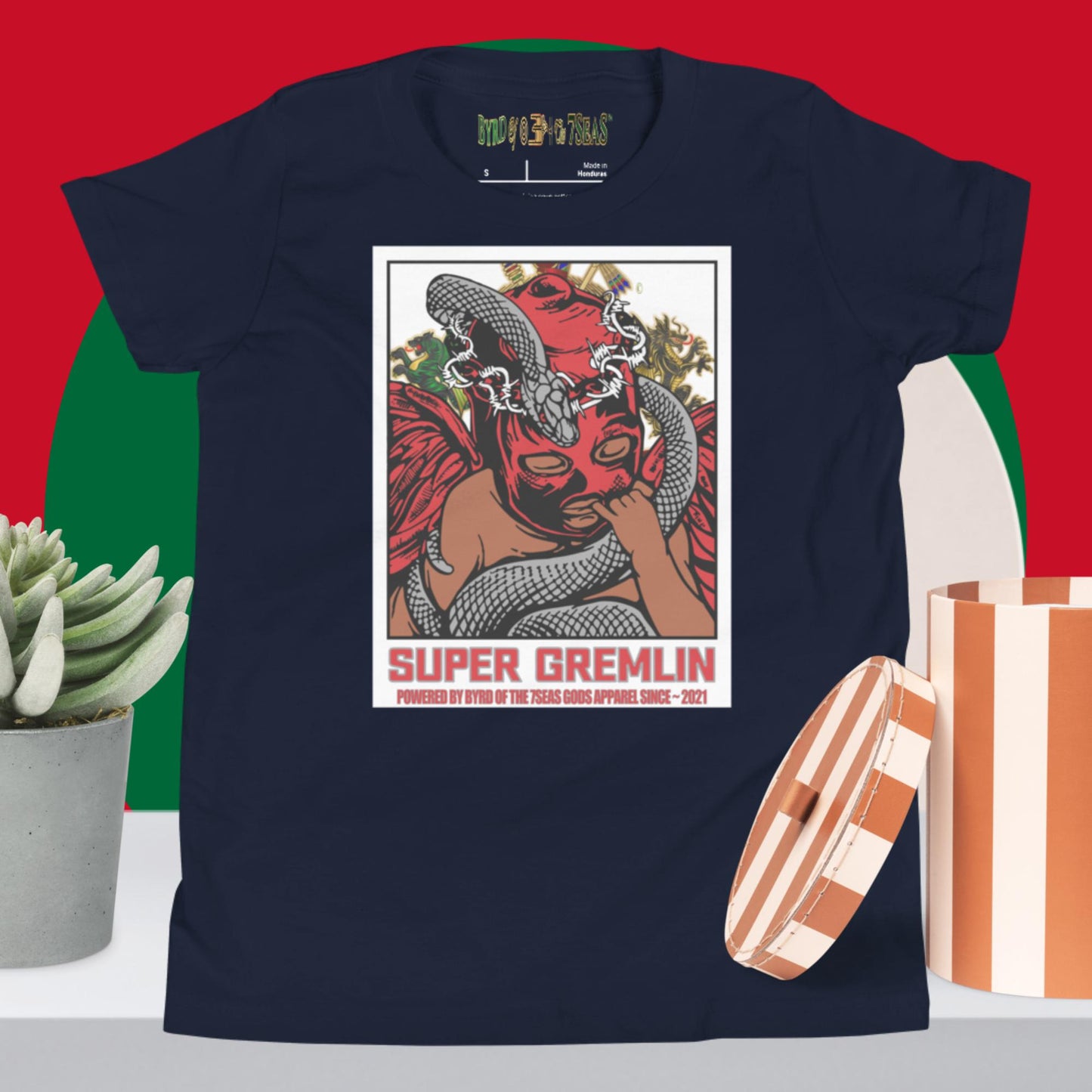 O.G. Super Gremlin - Byrd Of The 7Seas Gods Apparel - Red - Unisex Youth Short Sleeve T-Shirt