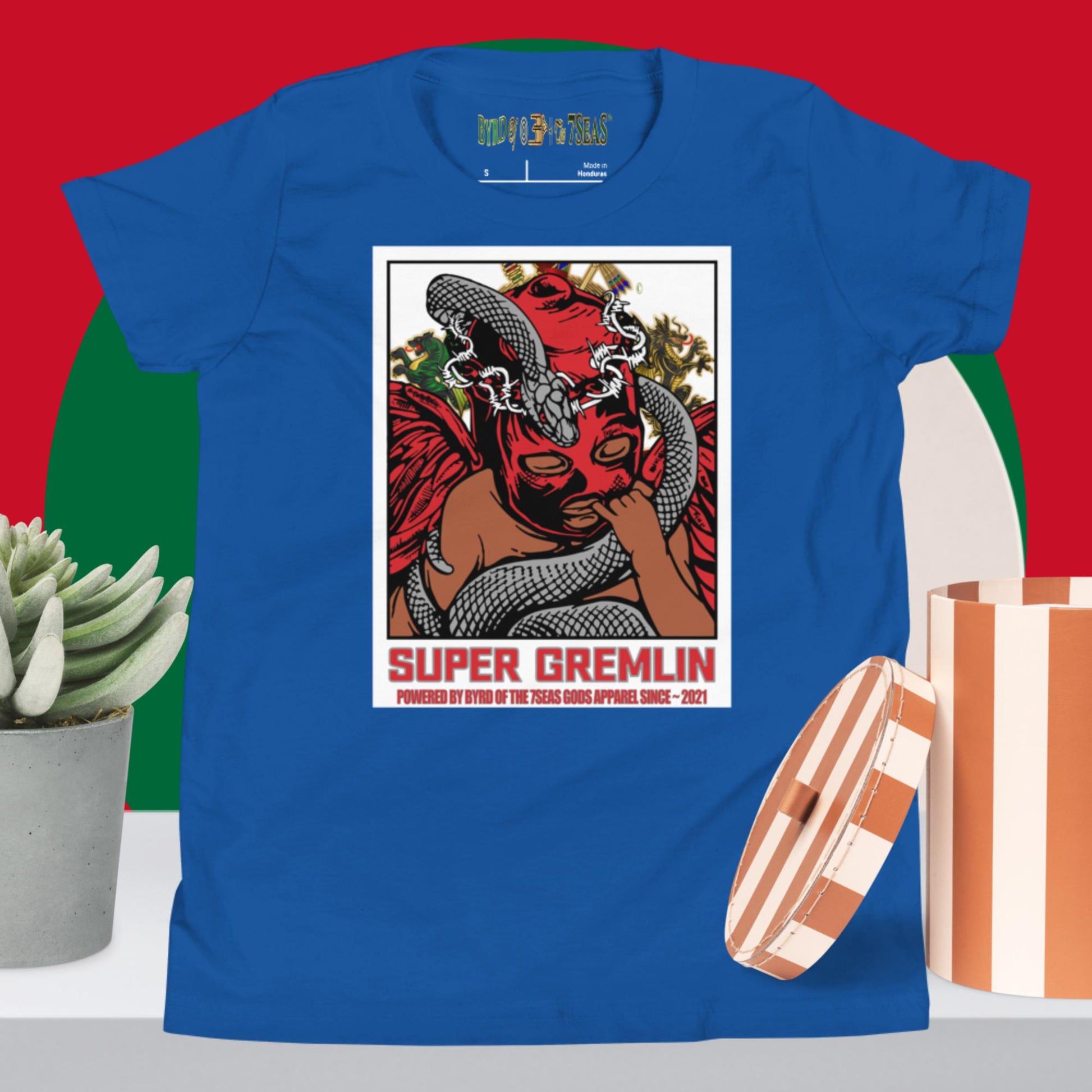 O.G. Super Gremlin - Byrd Of The 7Seas Gods Apparel - Red - Unisex Youth Short Sleeve T-Shirt