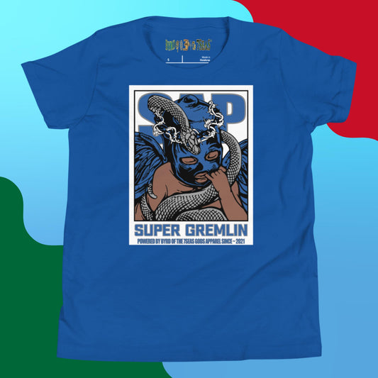 O.G. Super Gremlin - Byrd Of The 7Seas Gods Apparel - Blue - Unisex Youth Short Sleeve T-Shirt