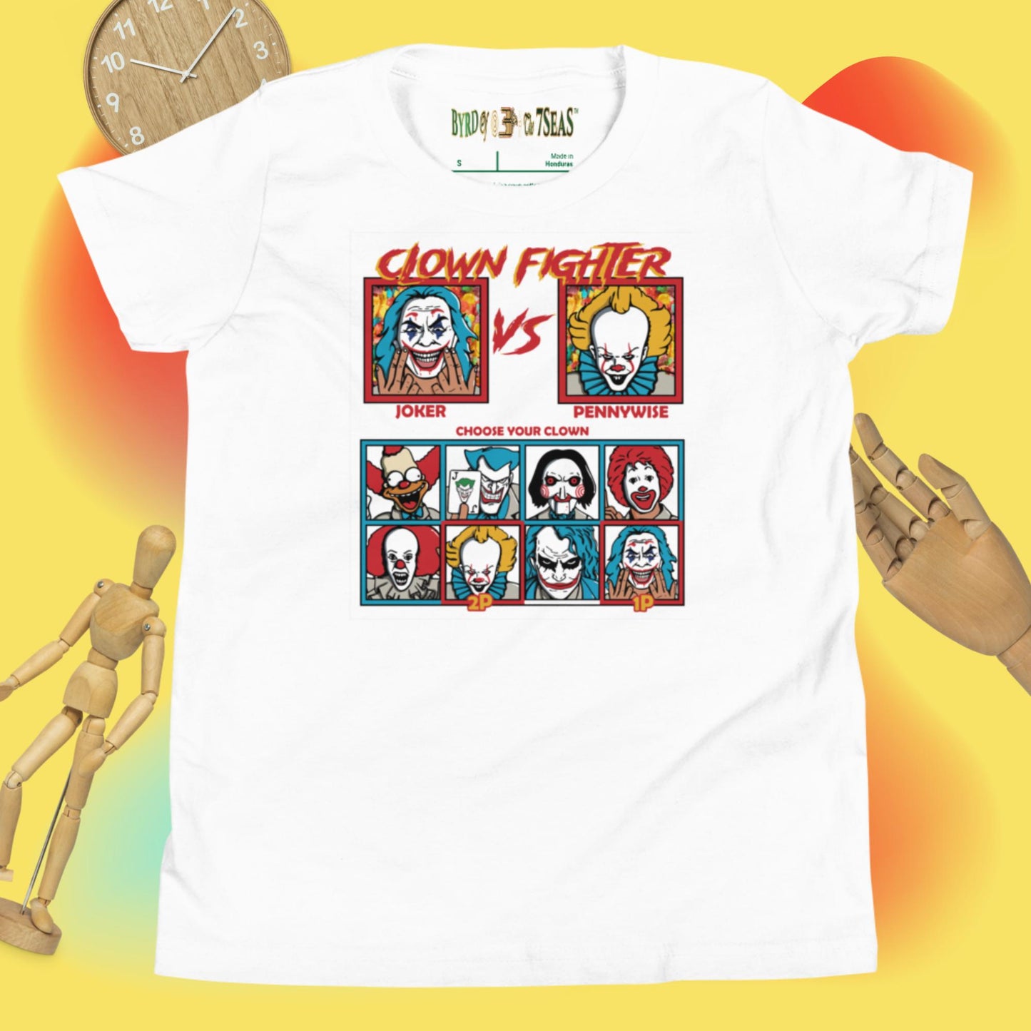 Clown vs Clown - Clown Fighter - Byrd Of The 7Seas Gods Apparel - Unisex Youth Short Sleeve T-Shirt