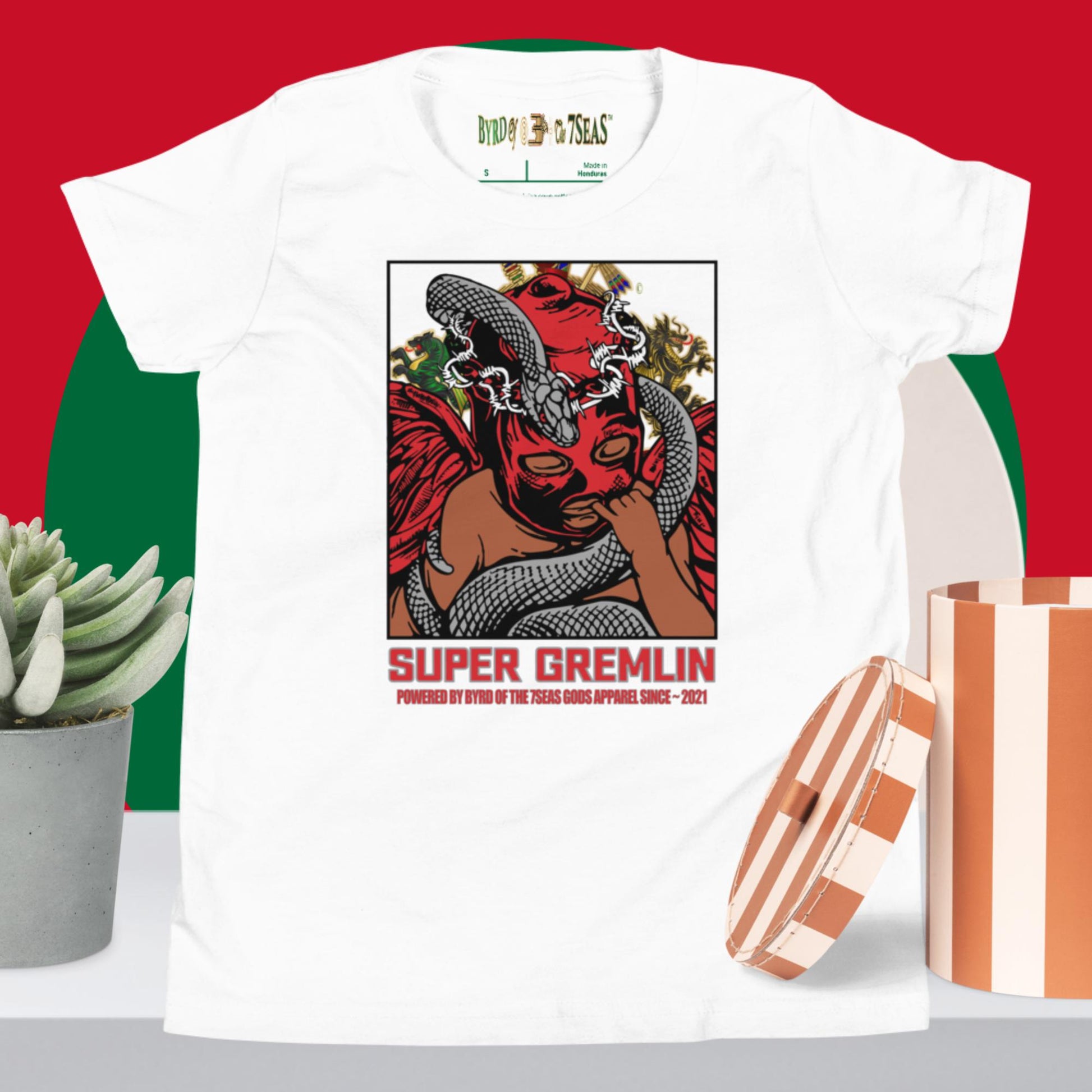 O.G. Super Gremlin - Byrd Of The 7Seas Gods Apparel - Red - Unisex Youth Short Sleeve T-Shirt