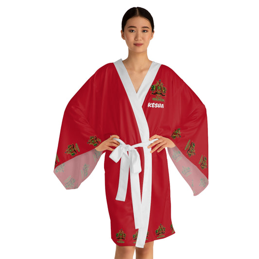 Byrd Of The 7Seas Gods Apparel - APEP - Goddess/Womens - Red - Long Sleeve Kimono Robe