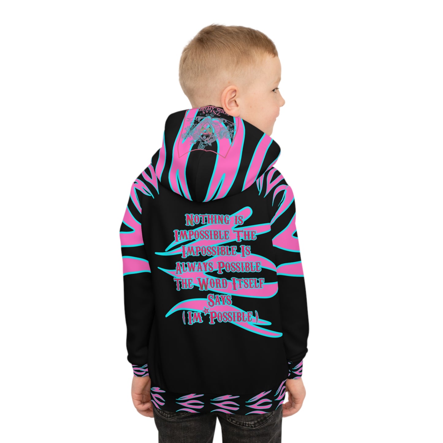 World Is A Jungle - BYRD OF THE 7SEAS GODS APPAREL - TIGER EDITION - YEMAYA - BLACK/PINK - Goddess/Girls Children's Hoodie