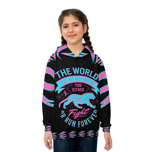 World Is A Jungle - BYRD OF THE 7SEAS GODS APPAREL - TIGER EDITION - YEMAYA - BLACK/PINK - Goddess/Girls Children's Hoodie