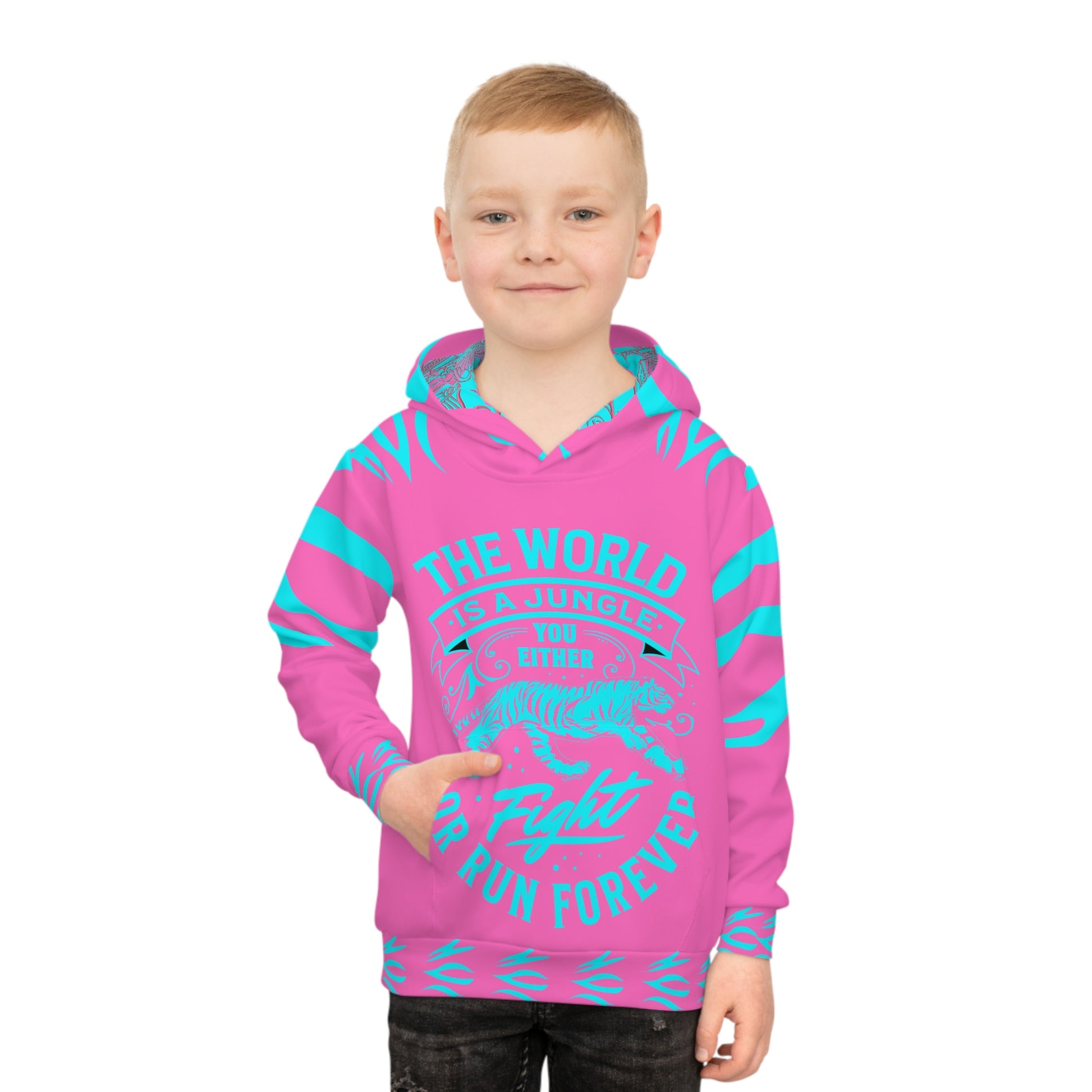 World Is A Jungle - BYRD OF THE 7SEAS GODS APPAREL - TIGER EDITION - YEMAYA - PINK - Goddess/Girls Children's Hoodie