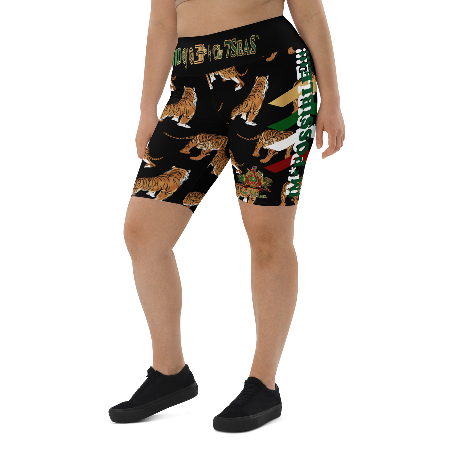 APEP - BYRD OF THE 7SEAS GODS APPAREL - Black - Tiger Edition - Goddess/Women Plus Size Biker Shorts