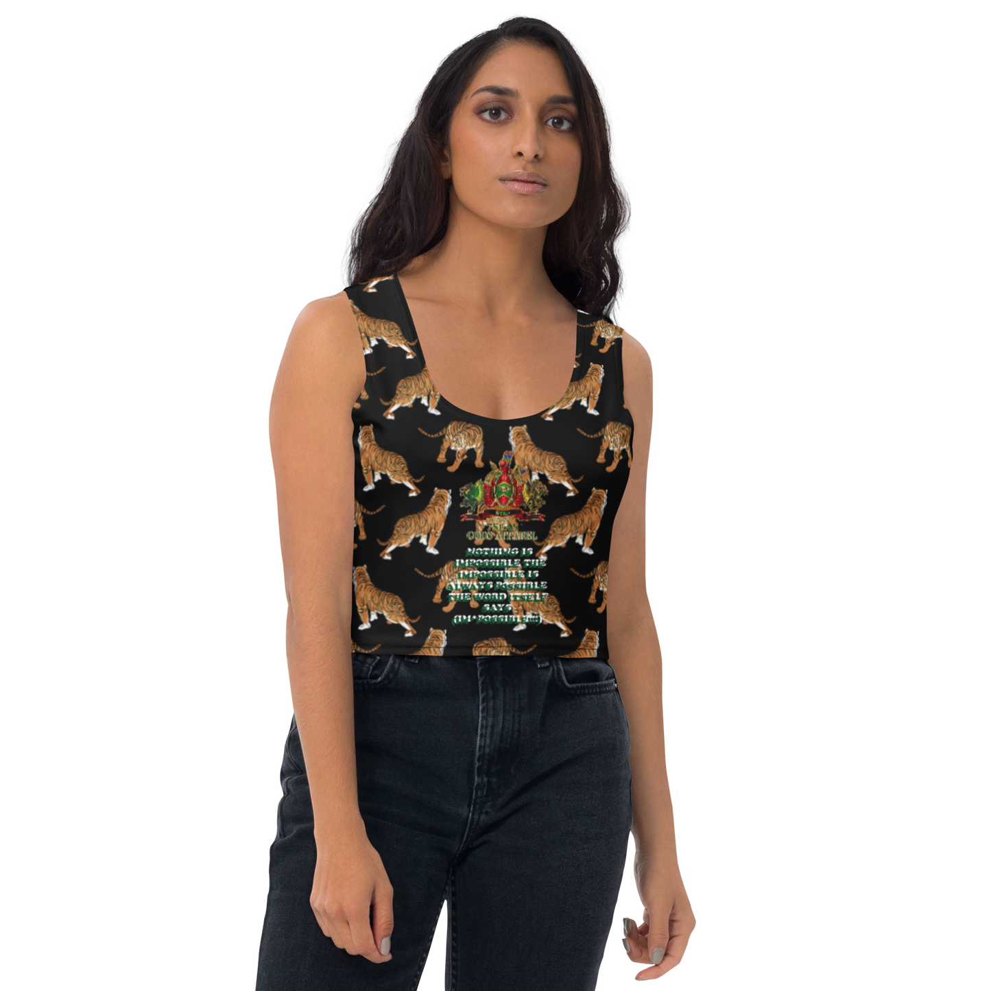 APEP - BYRD OF THE 7SEAS GODS APPAREL - Black - Tiger Edition - Goddess/Women Tank Crop Top