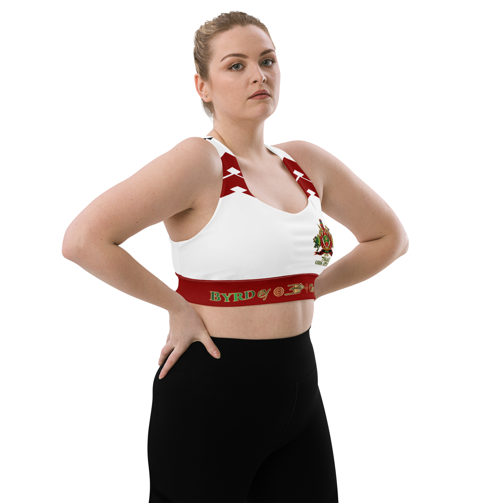 APEP - BYRD OF THE 7SEAS GODS APPAREL - WHITE - Goddess/Women Longline sports bra