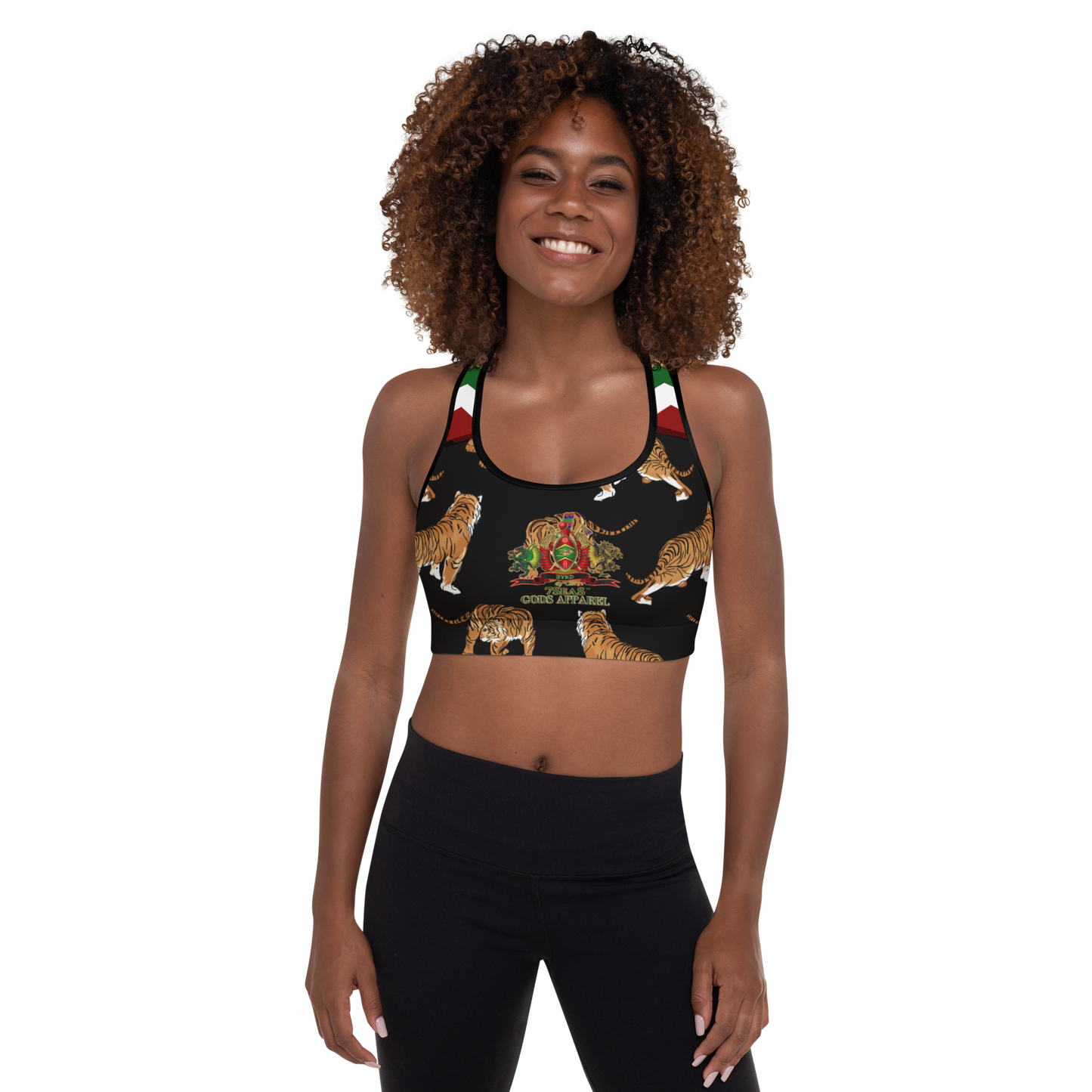 APEP - BYRD OF THE 7SEAS GODS APPAREL - Black - Tiger Edition - Goddess/Women Padded Sports Bra