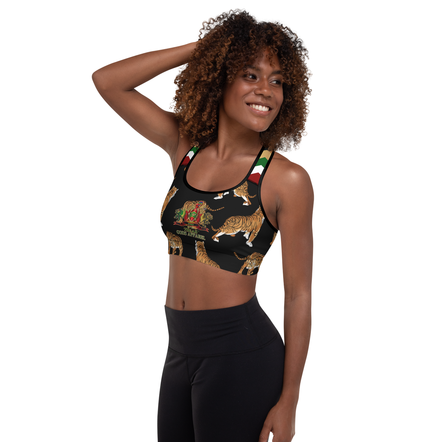 APEP - BYRD OF THE 7SEAS GODS APPAREL - Black - Tiger Edition - Goddess/Women Padded Sports Bra