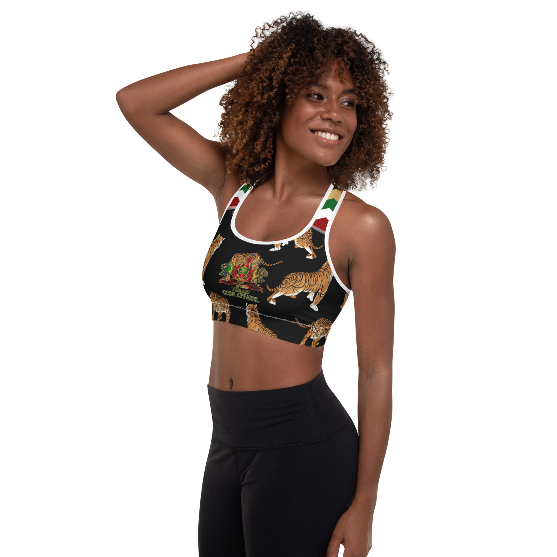 APEP - BYRD OF THE 7SEAS GODS APPAREL - Black - Tiger Edition - Goddess/Women Padded Sports Bra