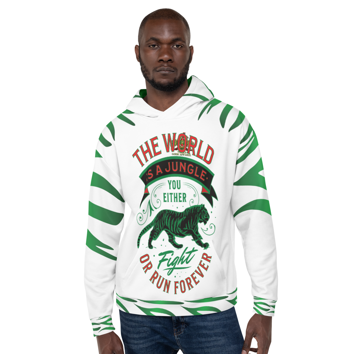 World Is A Jungle - BYRD OF THE 7SEAS GODS APPAREL - TIGER EDITION - ENBYRD - White - Gods/Mens Unisex Hoodie