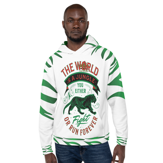 World Is A Jungle - BYRD OF THE 7SEAS GODS APPAREL - TIGER EDITION - ENBYRD - White - Gods/Mens Unisex Hoodie