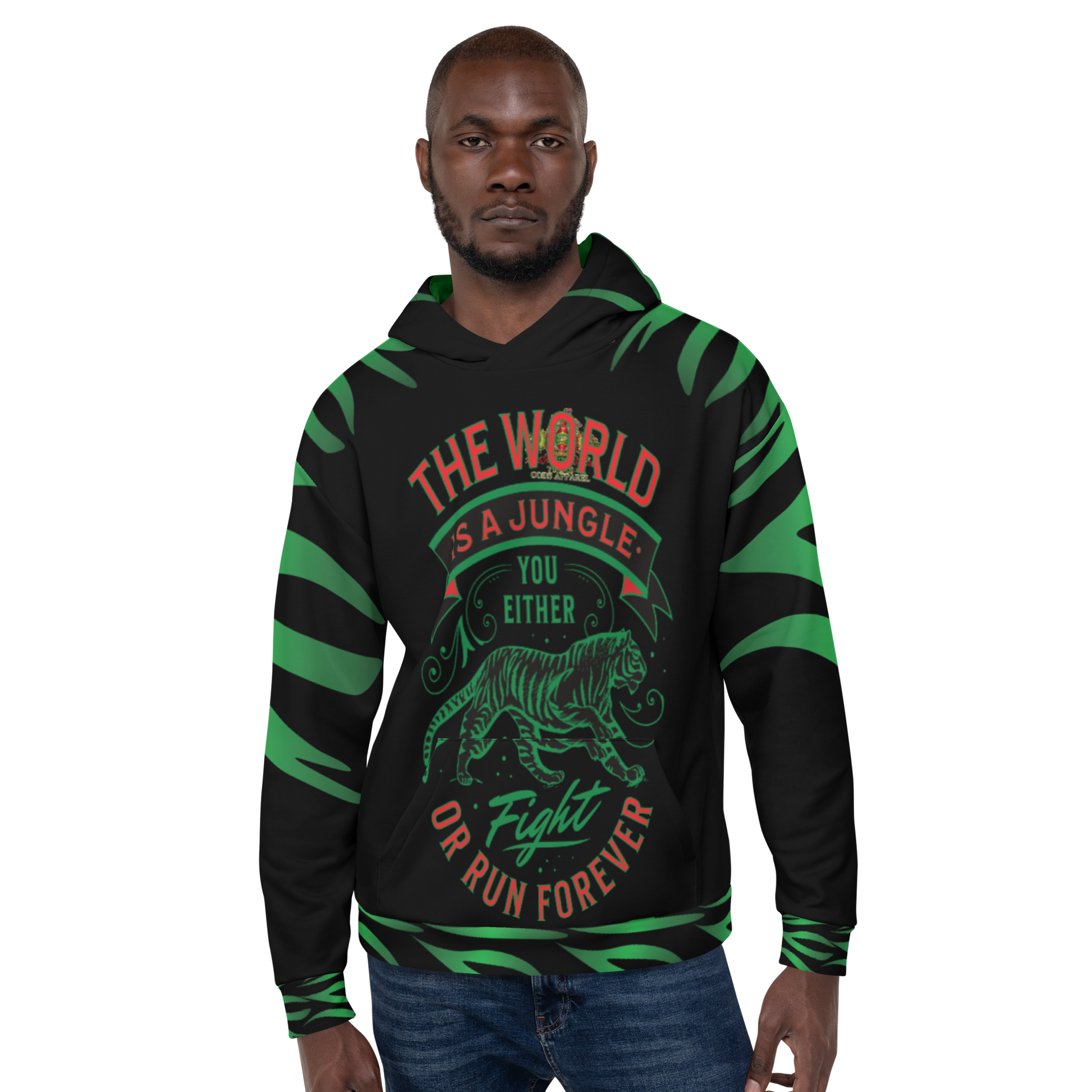 World Is A Jungle - BYRD OF THE 7SEAS GODS APPAREL - TIGER EDITION - ENBYRD - BLACK - Gods/Mens Unisex Hoodie