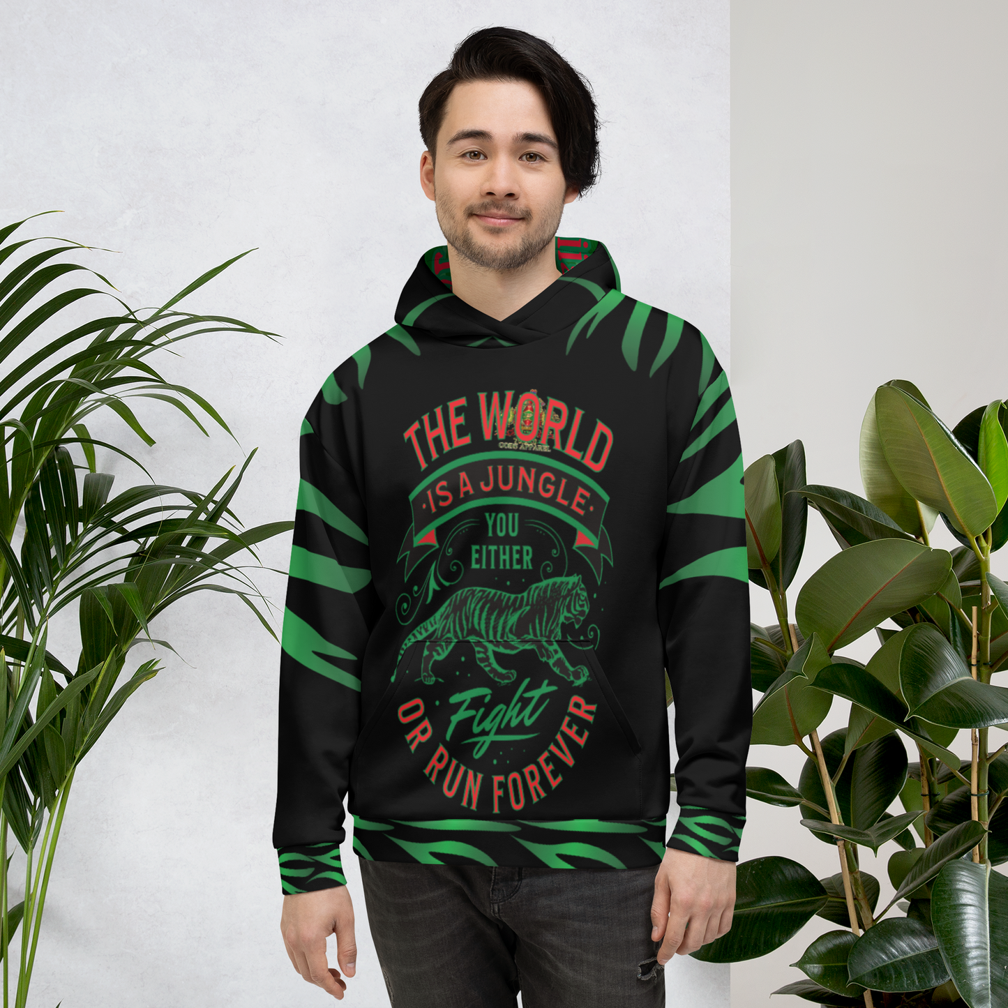 World Is A Jungle - BYRD OF THE 7SEAS GODS APPAREL - TIGER EDITION - ENBYRD - BLACK - Gods/Mens Unisex Hoodie