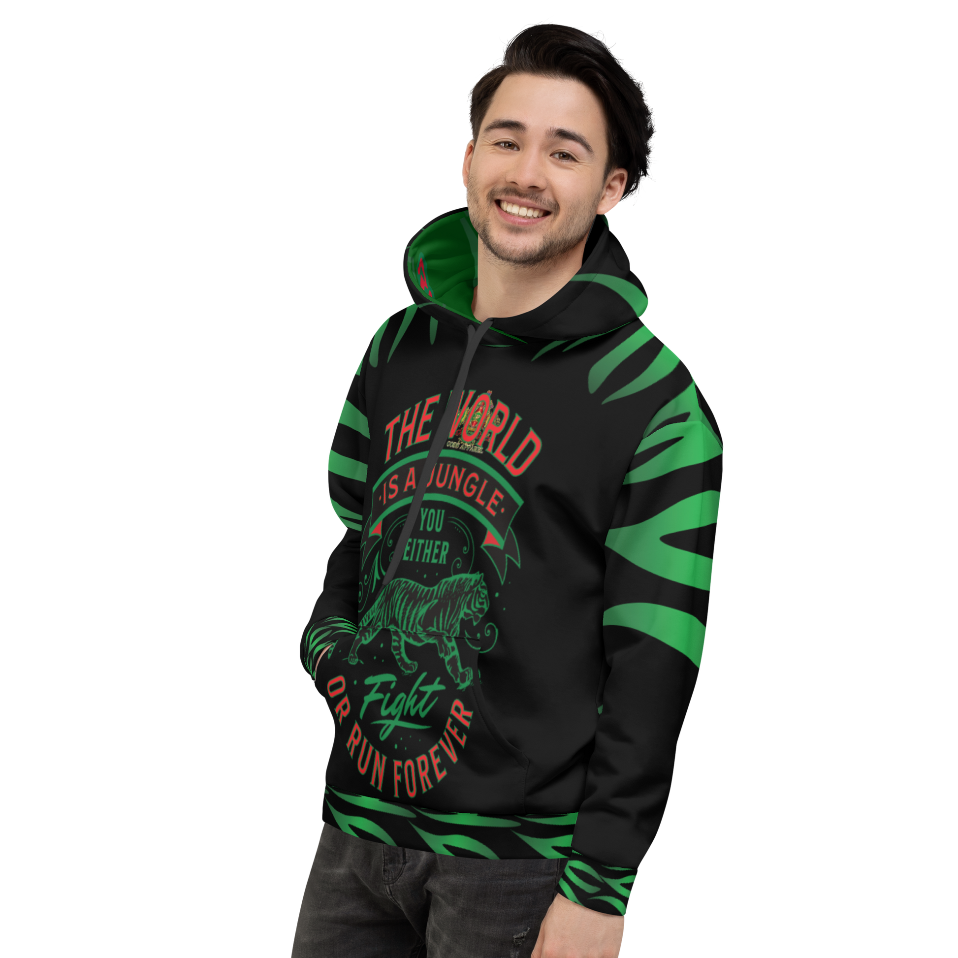 World Is A Jungle - BYRD OF THE 7SEAS GODS APPAREL - TIGER EDITION - ENBYRD - BLACK - Gods/Mens Unisex Hoodie